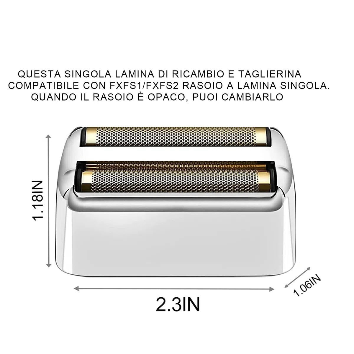 Lot de 2 pièces de rechange compatibles avec les rasoirs à membrane BaByliss FXFS2G/FXFS2, tête de rasage compatible avec les rasoirs BaByliss Pro, argent