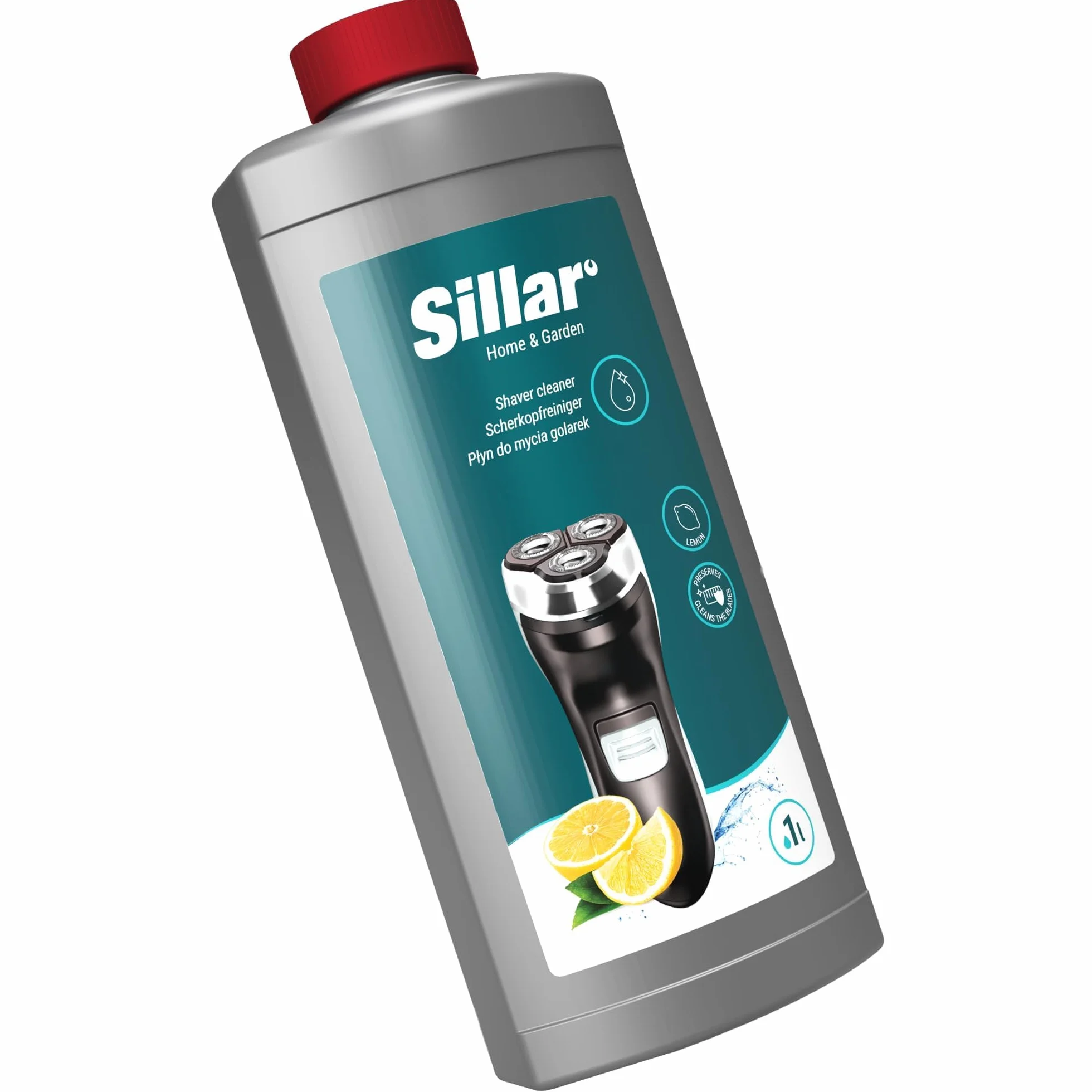 Sillar Nettoyant Tête de Rasoir 1L - Formule Citron - Compatible avec Braun CCR Séries 3, 5, 7, 9 - Solution de Nettoyage Rasoir - Hygiène Maximale et Efficacité - 2 pièces