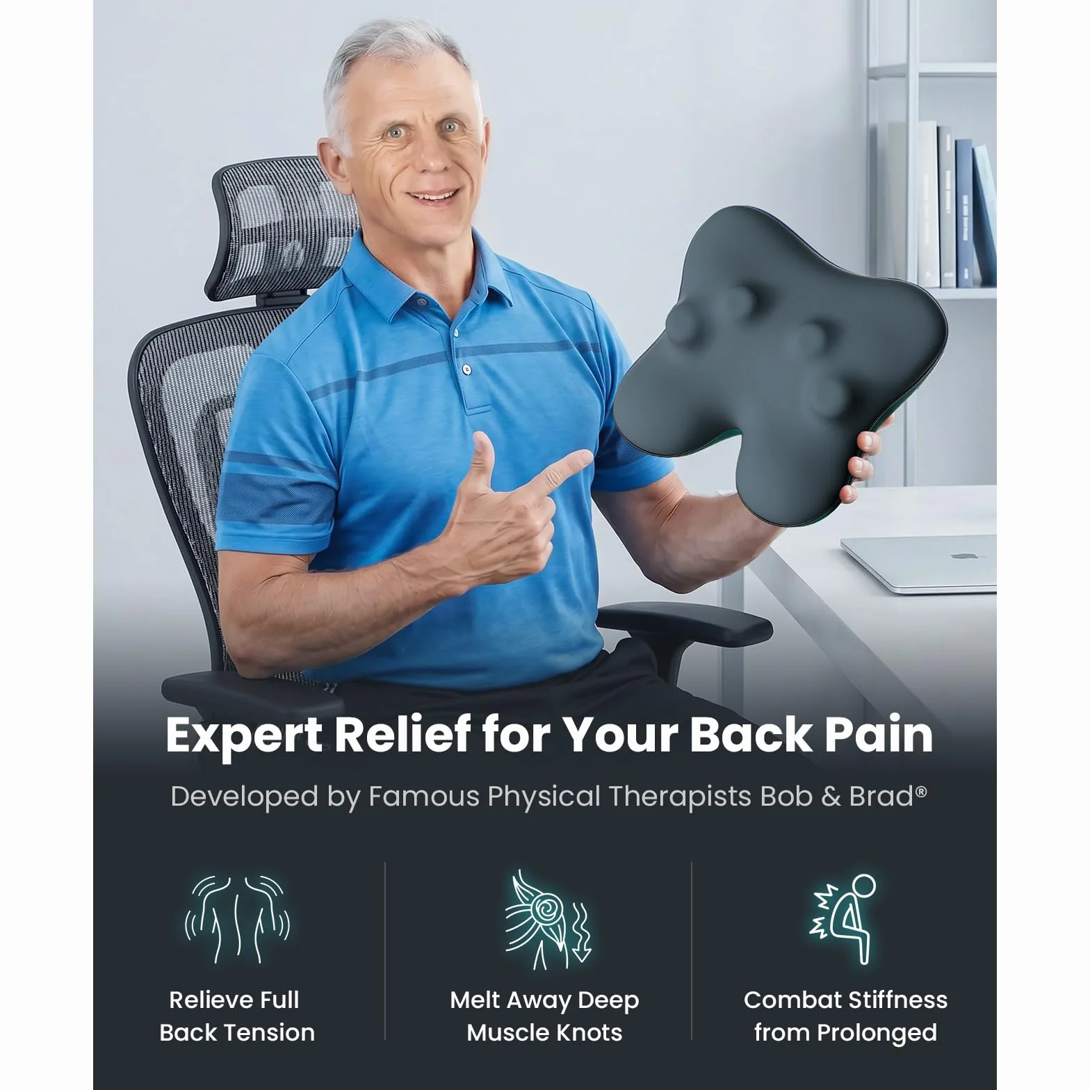 Bob and Brad EZBack Masseur Cervical, Coussin Massage Dos et Cou Épaules avec chaleur, Appareil de Massager Shiatsu Électrique, Massage et Relaxation Cadeaux pour Femme Homme