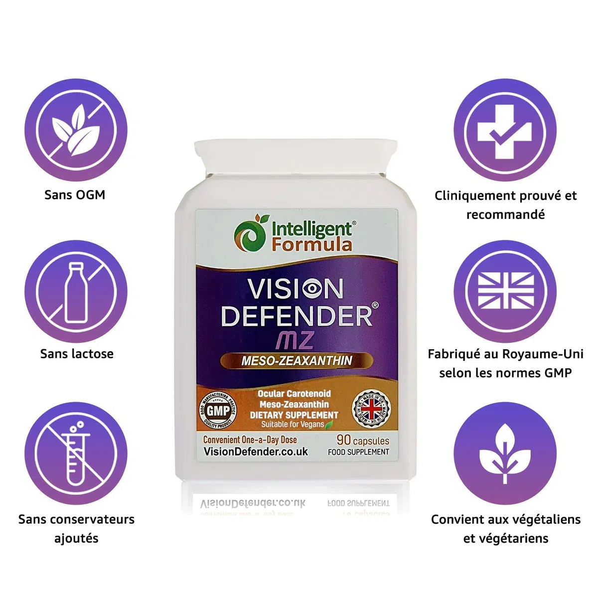 Supplément méso-zéaxanthine pour les yeux: VISION DEFENDER MZ - Protéger et améliorer la santé oculaire, méso-zéaxanthine antioxydant caroténoïde de haute résistance pour les yeux (90 gélules)