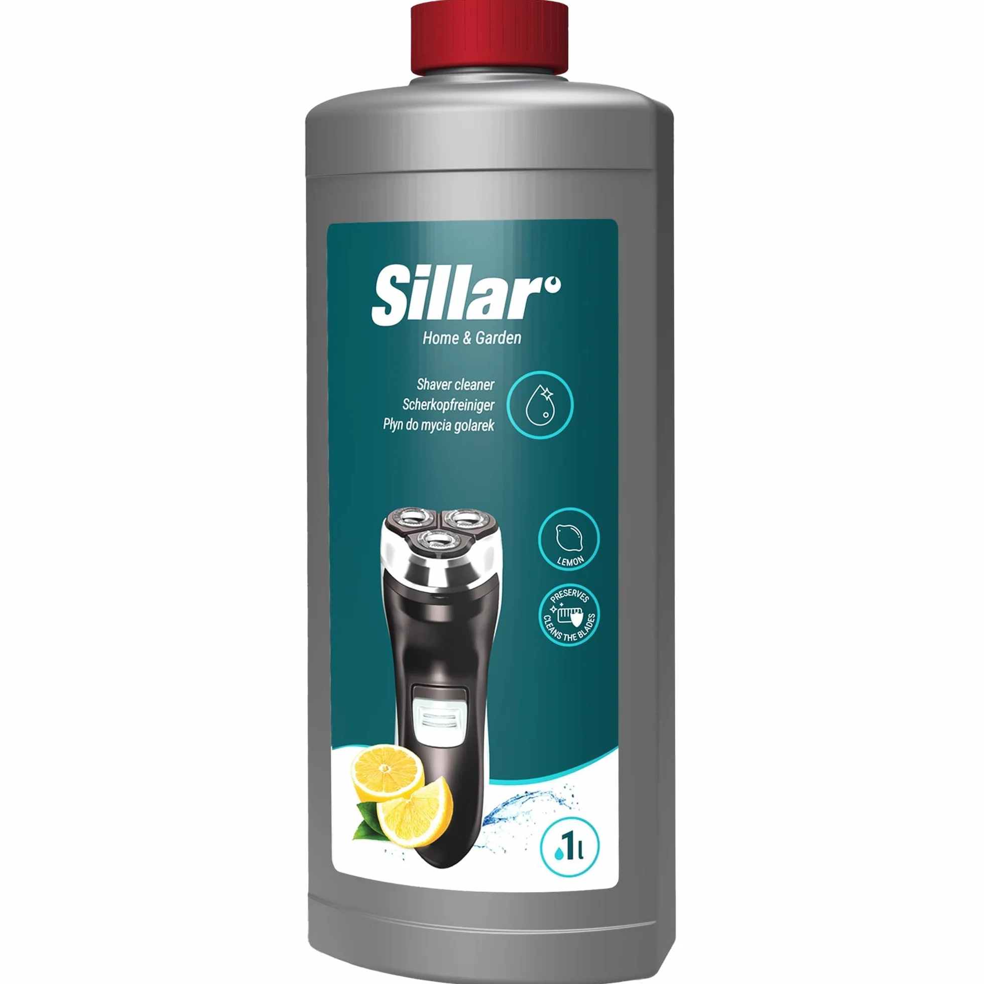 Sillar Nettoyant Tête de Rasoir 1L - Formule Citron - Compatible avec Braun CCR Séries 3, 5, 7, 9 - Solution de Nettoyage Rasoir - Hygiène Maximale et Efficacité - 2 pièces