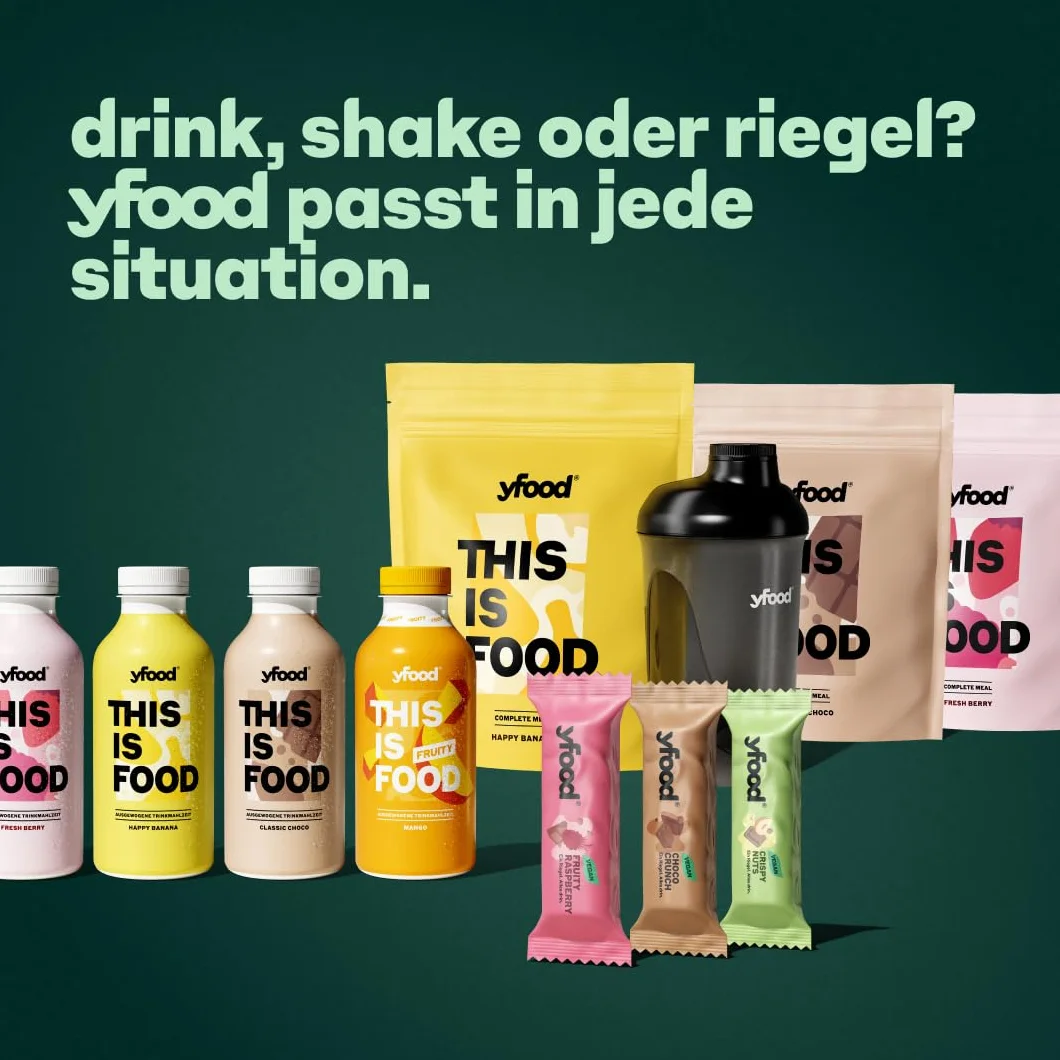 yfood barres, pack decouverte (8 repas, 5 variétés) – En-cas complet et sain à emporter, contenant 14 g de protéines, 26 vitamines et minéraux.