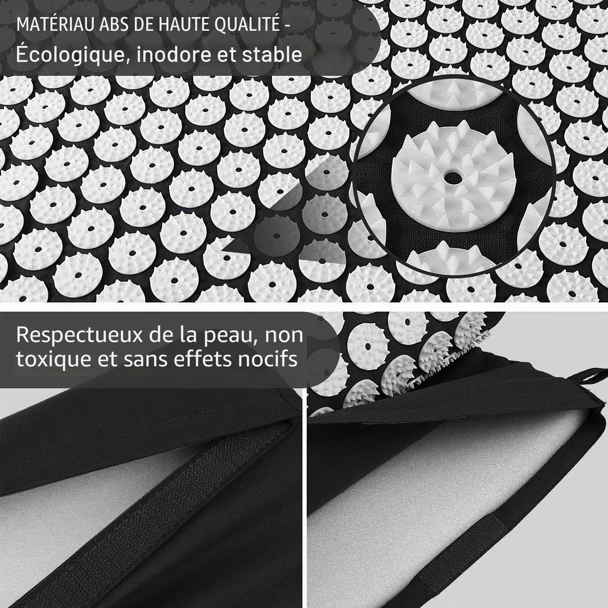Angelkiss Kit d'acupression Tapis d'acupression avec coussin pour relaxation et massage apaisants, soulagement des maux de dos, maux de tête, cervicales, stress des troubles du sommeil à la maison, au