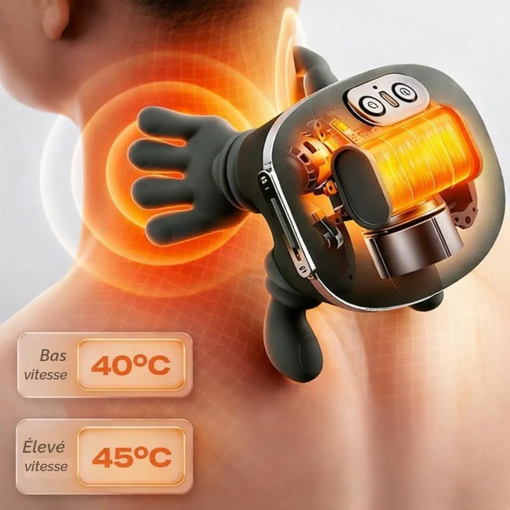 Appareil de Massage Cou et Épaules Électrique Chauffant avec Sangle – Masseur Cervical Pétrissant 3 Niveaux de Vitesse, Relaxant Musculaire Dos Nuque, Anti-Tensions, Portable