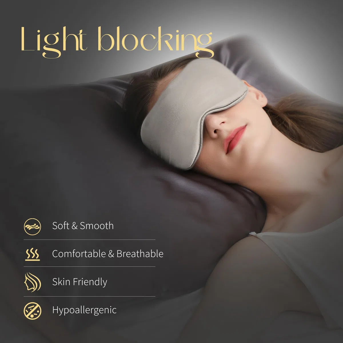 ZIMASILK Masque de sommeil 100% pure soie de mûrier 22 mommes, rempli de 100% soie de mûrier, sangle d'emballage en soie, masque de sommeil super doux et confortable pour dormir (beige)