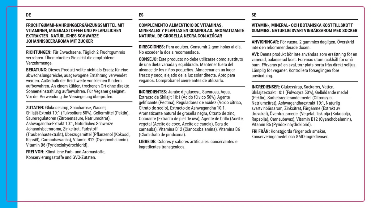 Known 1600mg Shilajit Gummies avec Ashwagandha – Saveur Cassis – Complément Gommes Végan – 50% Acide Fulvique avec Vitamin B12 & Zinc – Énergie & Métabolisme – Cure 1 Mois – Pour Hommes & Femmes