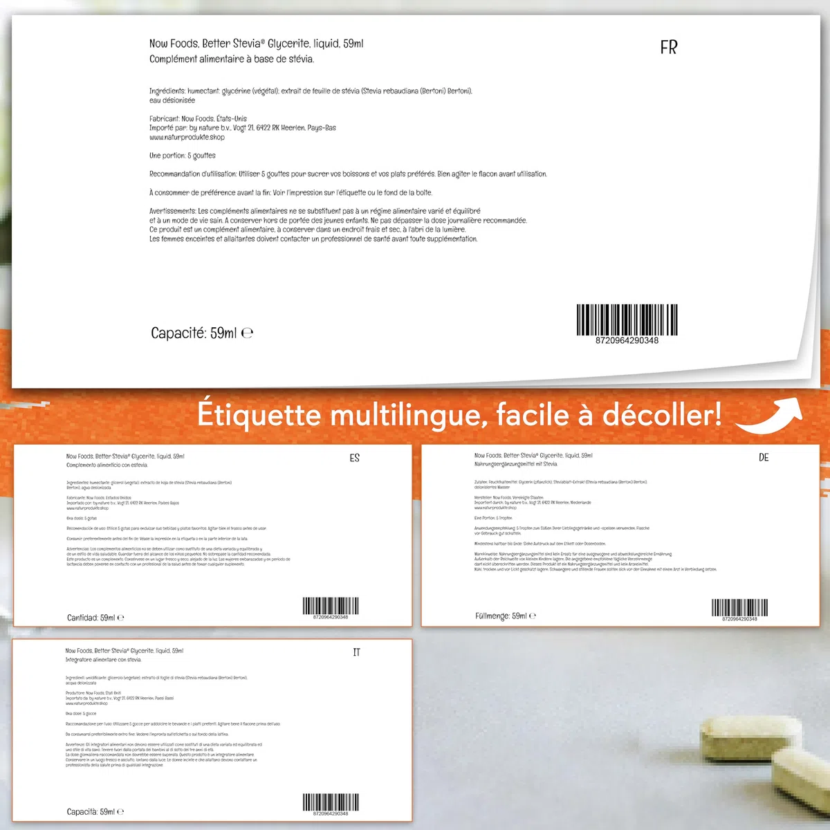 Now Foods, BetterStevia Glycerite, Extrait de Feuille de Stévia Liquide, Substitut de Sucre Végétalien, 60ml, Testé en Laboratoire, Végétarien, Sans Soja, Sans Gluten, Végétarien, Sans OGM