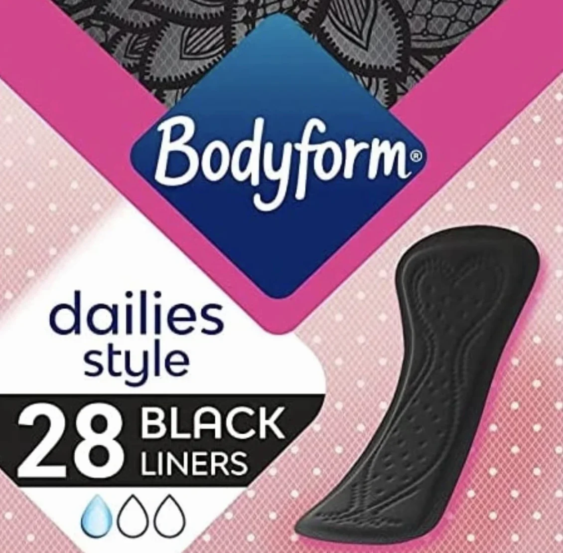 4x Bodyform Noir Protège-Slip Normale 28 Par Paquet