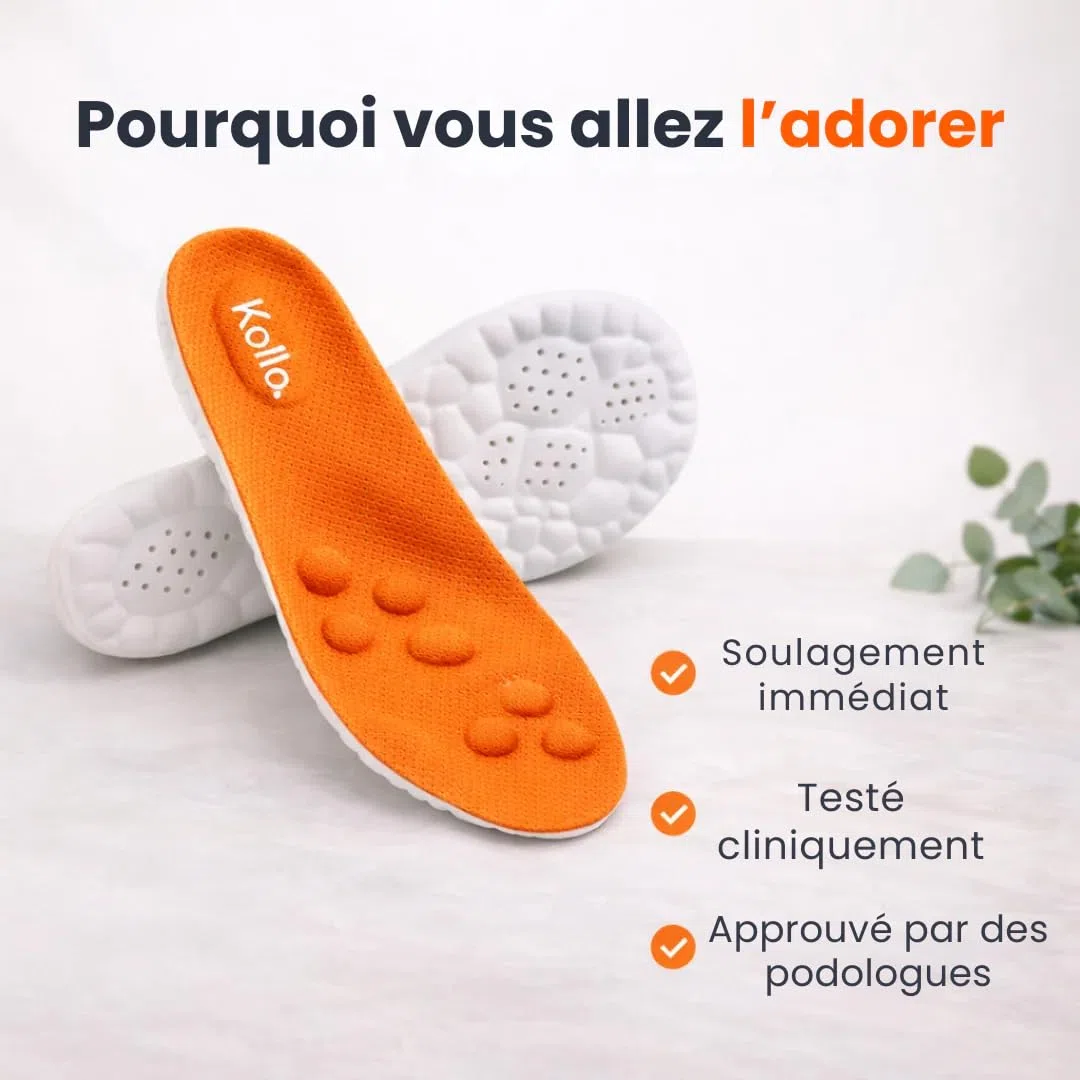 Semelle Kollo, Semelle Kollo Acupression, Soulagez Vos Pieds Des LePremier Pas, Confort De MassageToute La Journee (Orange, 37-38)