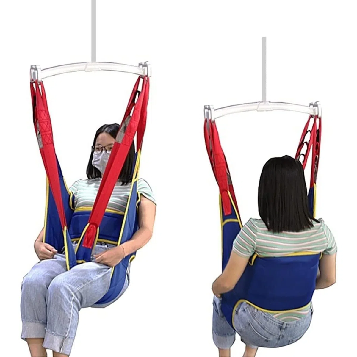 Sling Patient Lifter,Harnais Compatible élingue De Toilette Lève - Malade Lève-Personne pour Les Aidants Naturels,Les Personnes Âgées Sangle de Levage du Patient pour Tout le Corps en U Blue,L