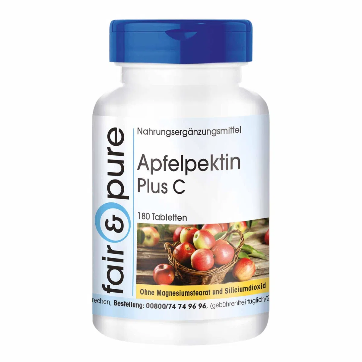 Fair & Pure® - Pectine de Pomme Plus C et calcium - Végan - fibres naturelles - 180 comprimés - emballage pour 2 mois