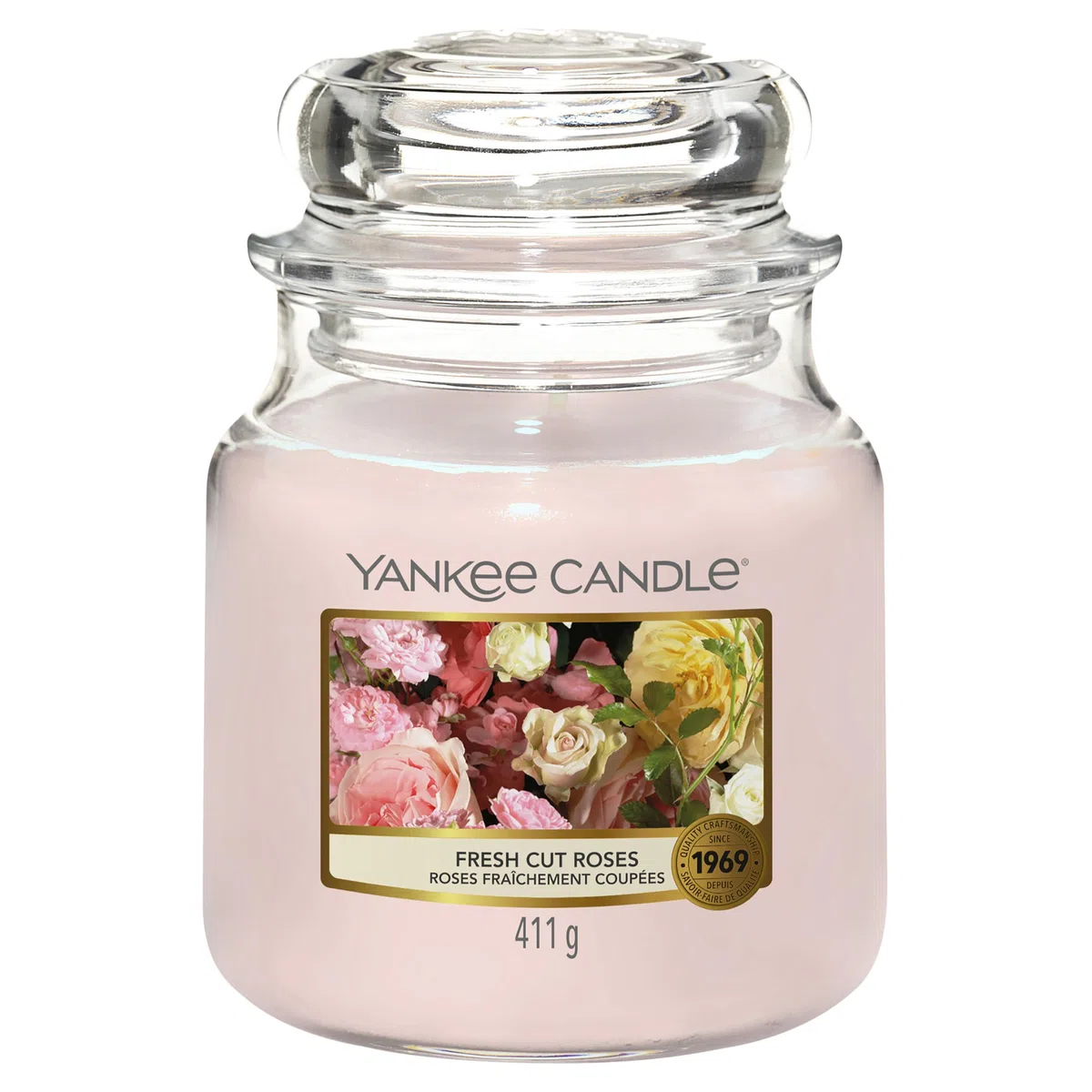 Yankee Candle bougie jarre parfumée | moyenne taille | Roses fraîchement coupées | jusqu’à 75 heures de combustion