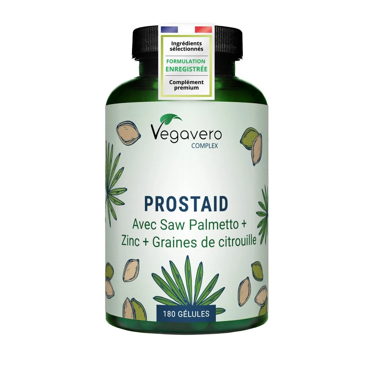 Complexe Prostate & Confort Urinaire Homme | 180 Gelules | 100% Naturel | Saw Palmetto + Zinc + Ortie + Citrouille | Avec 45% Acides Gras | VEGAN | 3 Mois
