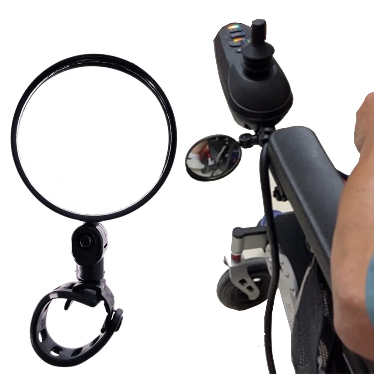 Rétroviseur Pivotant à 360° pour Fauteuil Roulant, Grand Angle, Convient à La Conduite en Toute Sécurité d'un Fauteuil électrique