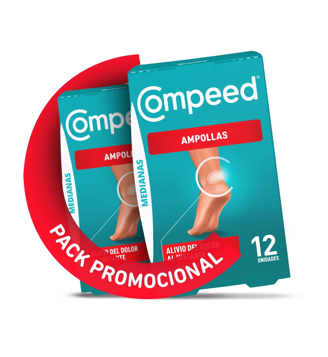 DUPLO- COMPEED Ampoules moyennes x24 (ON THE GO) - Pack de 2 - Soins aux pieds, soulagement de la douleur, emballées individuellement