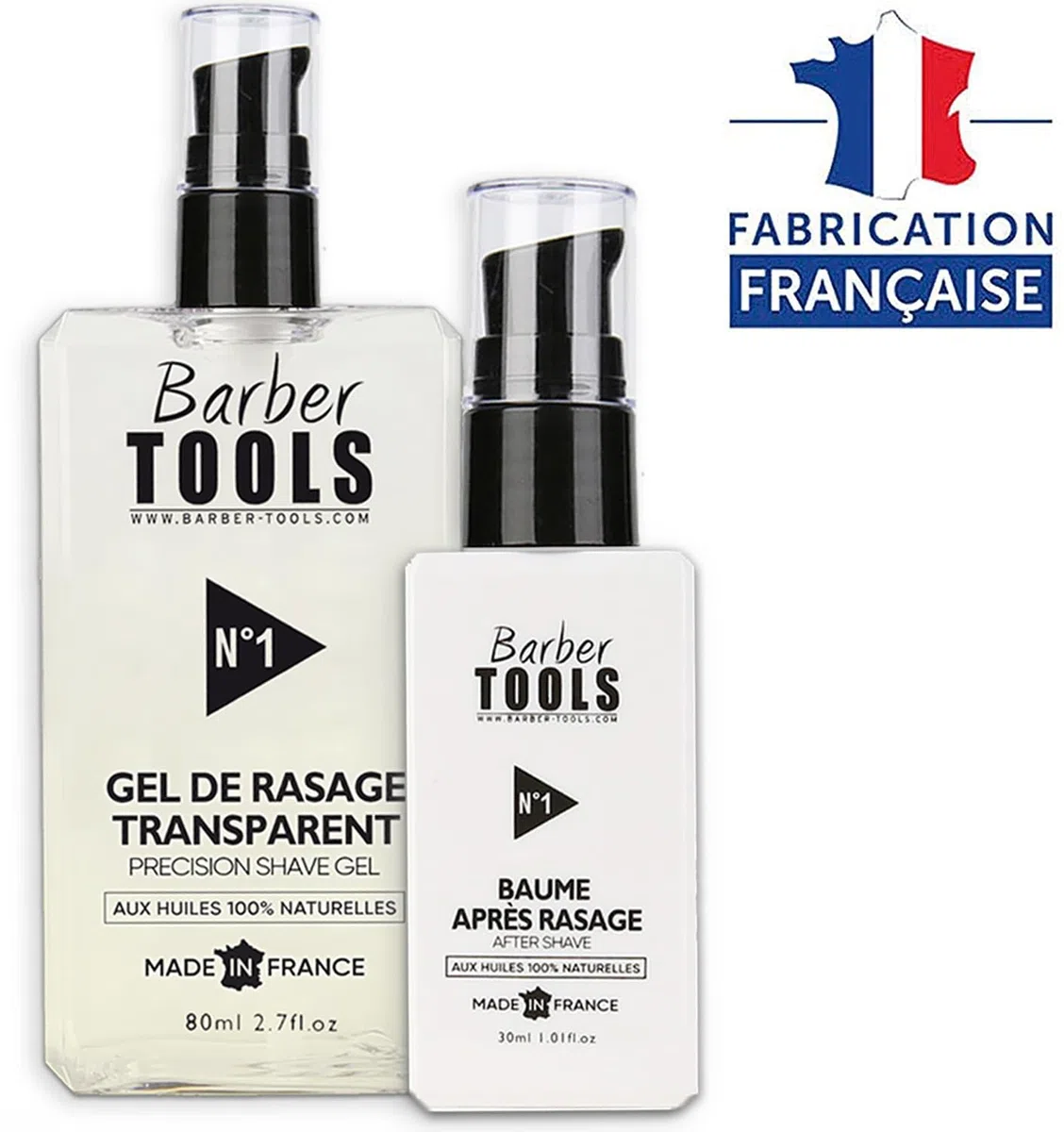 Kit Rasoir barbe homme/coupe choux barbe - avec 50 Lames Simples + Peigne guide + Gel de rasage transparent 80ml + Après rasage 30ml + Stick d'alun + Grand sac -NOIR- BARBER TOOLS