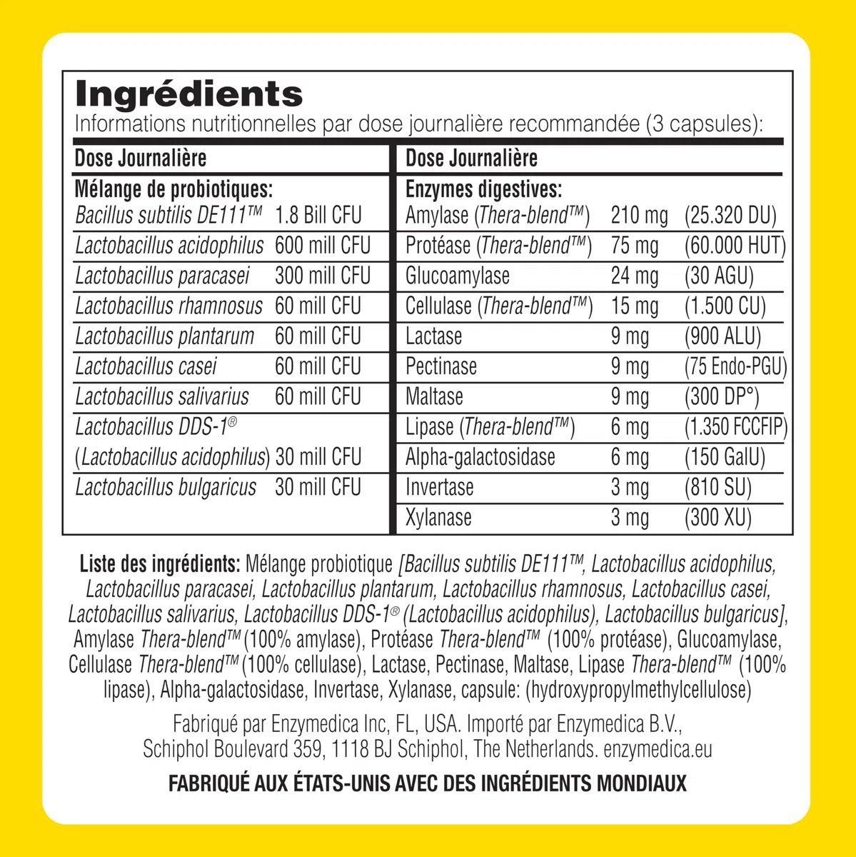 Enzymedica, Digest Basic + Live Bacteria, Formule Enzymatique, Réduit Les Gaz Et Les Ballonnements, Améliore L'Absorption Des Nutriments Et L'Énergie, Sans Gluten, Sans Produits Laitiers, 90 Capsules