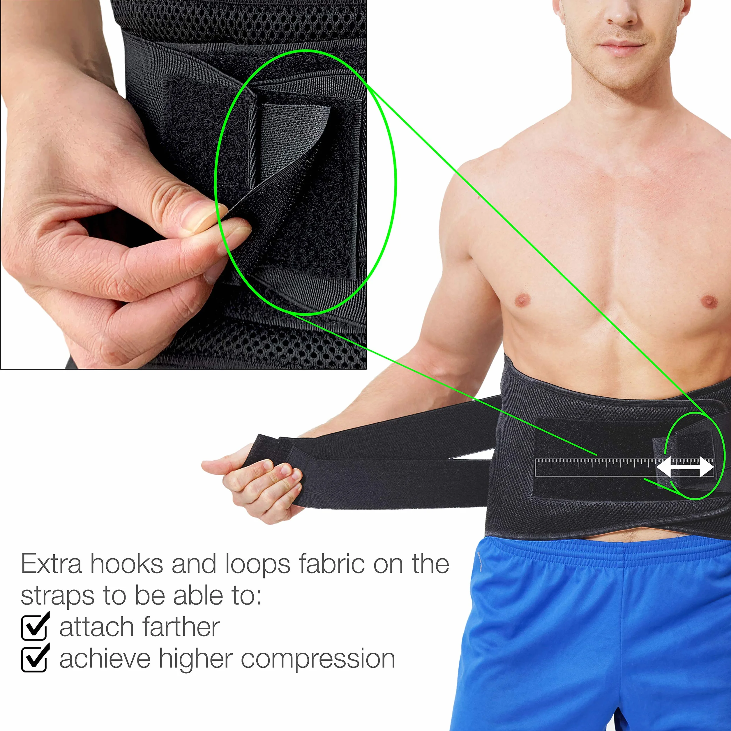 NEOtech Care Ceinture lombaire avec sangles de compression doubles - Support bas du dos EXTRA-LARGE (25CM de haut) - Bande soutien posture (Couleur charbon, Taille L)