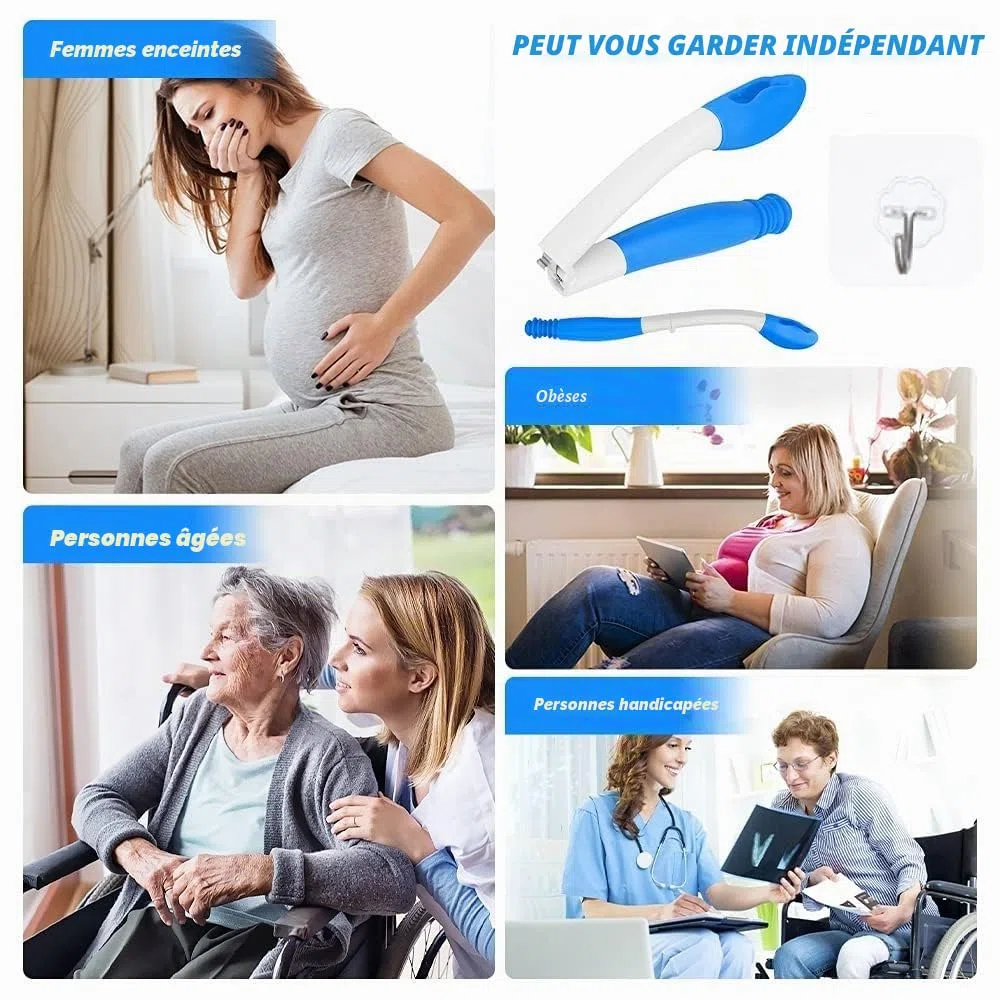 Haokaini Aides à La Toilette Outils Pliage à Long Manche Essuyez Confort Aides à La Toilette Auto-Assistées Papier Hygiénique Poignée en Papier Mouchoir Aide à L'essuyage pour Les Femmes