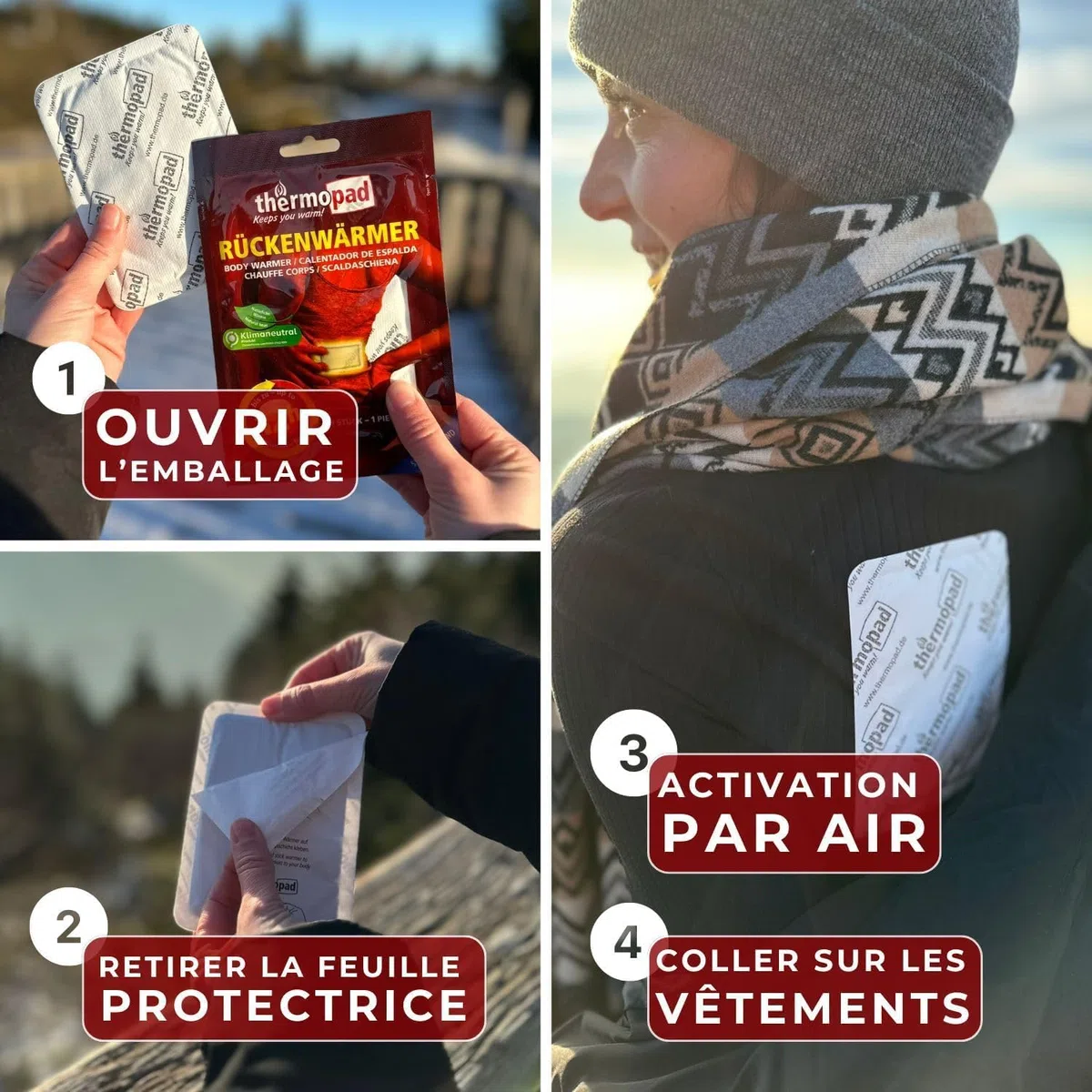 THERMOPAD Chauffe Corps – L'ORIGINAL : 10 ou 30 Pieces de chaufferettes pour jusqu'à 12 Heures de Chaleur pour Tout Le Corps - activé par l'air - Utilisation immédiate
