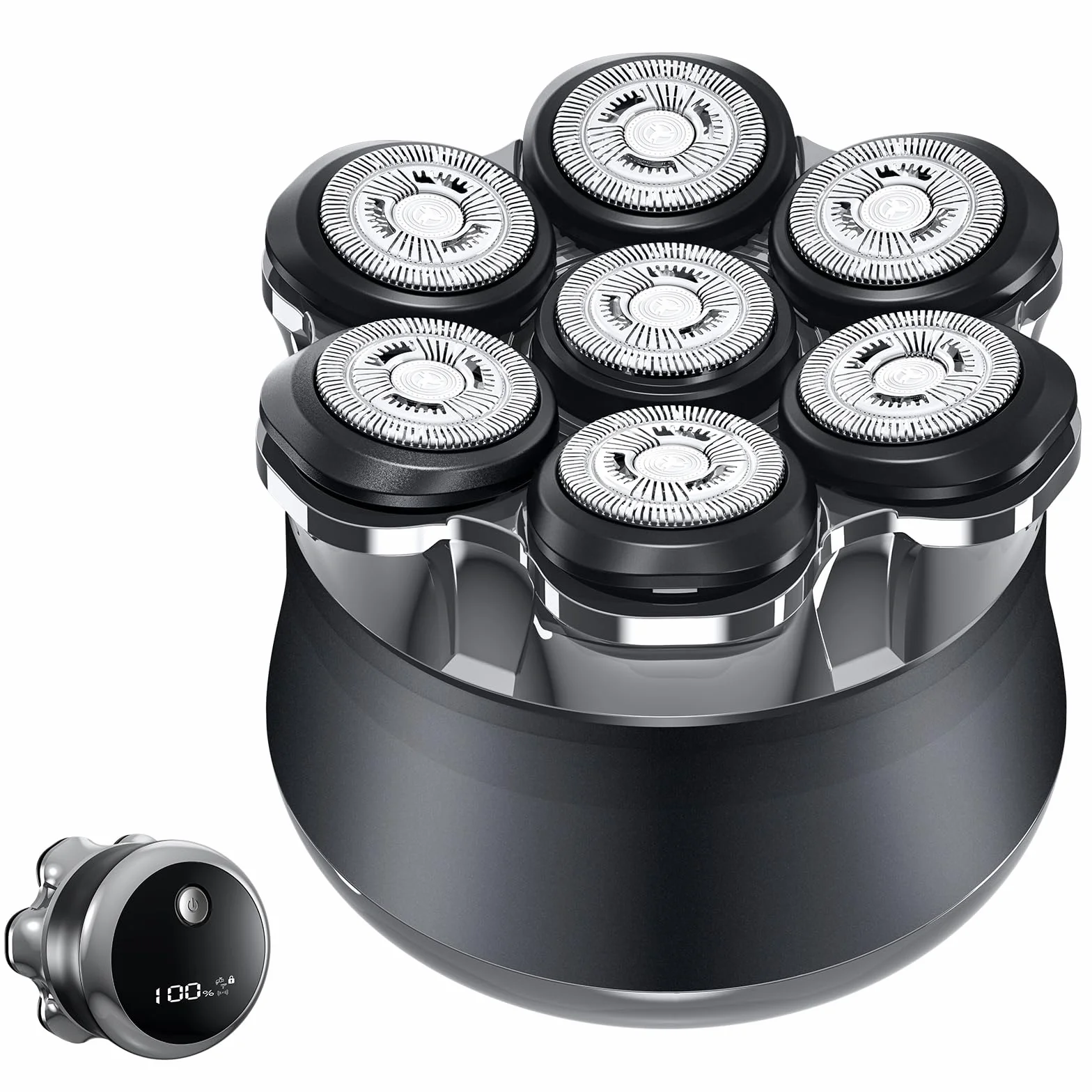 Rasoir Tete Chauve Homme, 7D Rasoir Électrique Hommes Sèche/Humide, Rasoir Crane Homme Chauve Étanche IPX6, Tondeuse Crane Chauve pour Hommes Chauves avec Écran LED, Tête Magnétique, Chargement USB-C