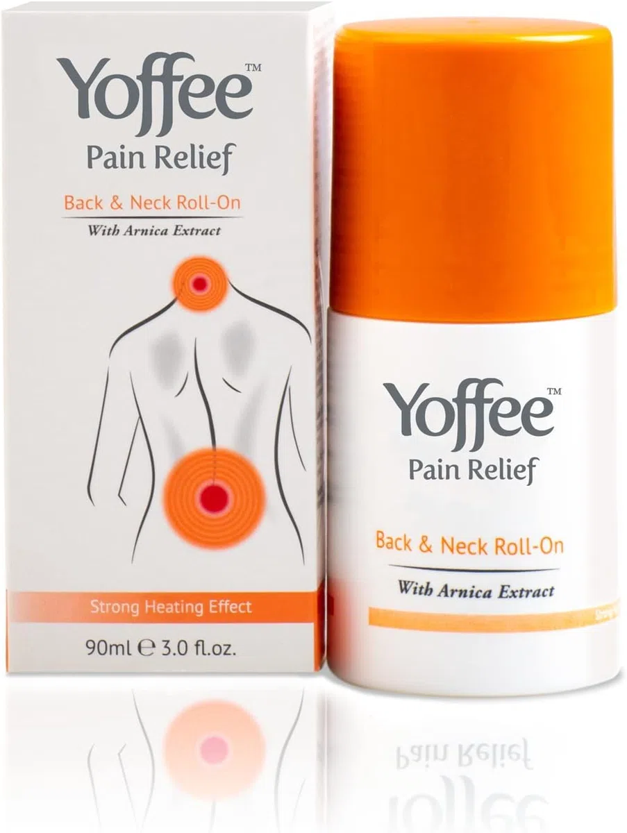 Yoffee Roll-On Soulagement de la Douleur pour le Dos et le Cou - Gel Arnica avec Effet Chauffant - Soulage les Douleurs Musculaires et Articulaires - 90ml