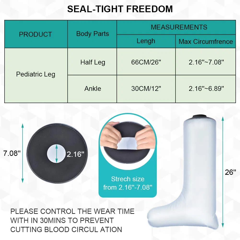 Akozon Housse de Protection Imperméable pour les Plâtres et Pansements Protège Plâtre éTanche et Protecteur de Bandage Utilisé pour Demi-Jambe Adulte Protège plâtre Jambe pour Tout en Douche/Baignade