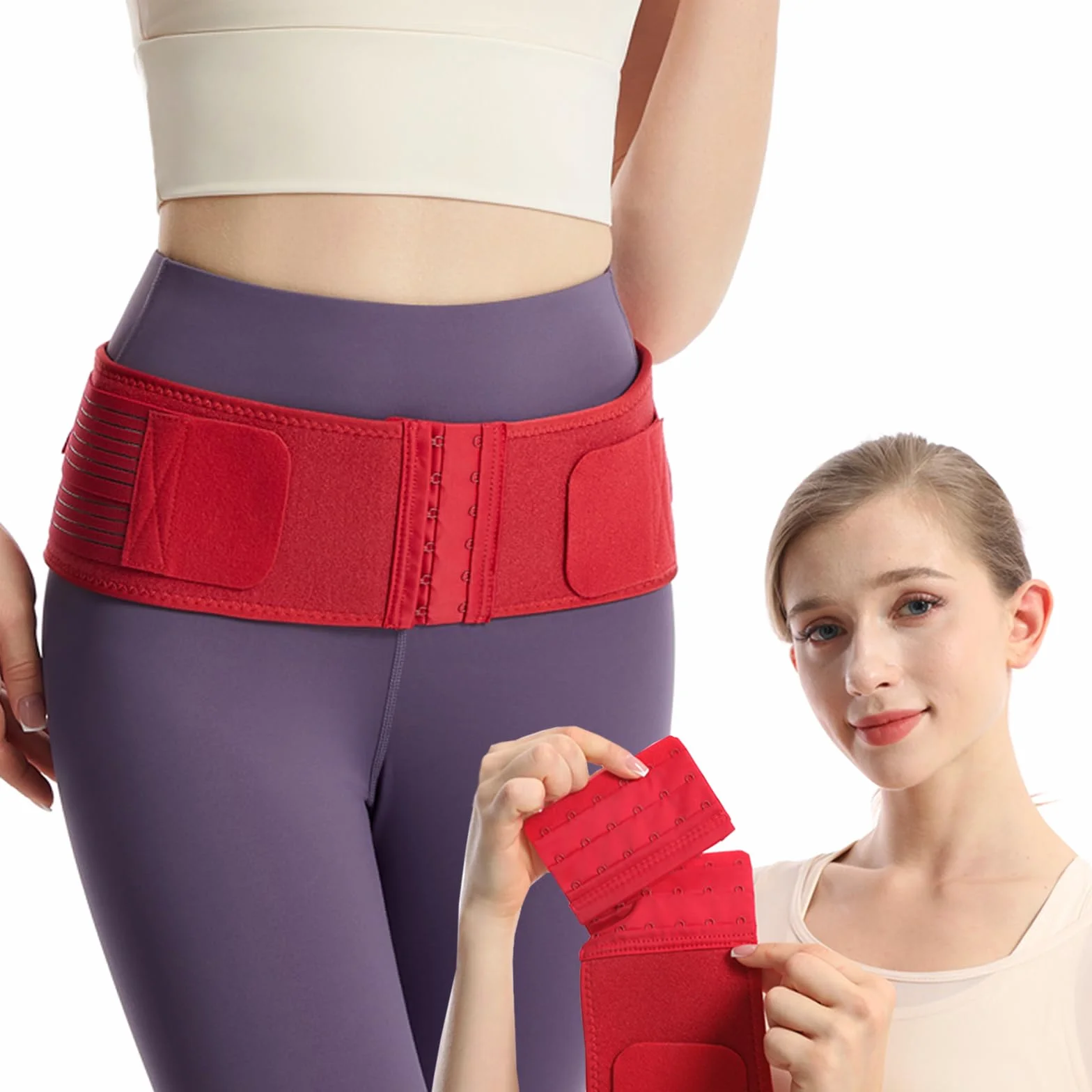 Paskyee Ceinture abdominale avec 6 rangées supplémentaires de crochets et d'yeux - Soutien du bas du dos pour hommes et femmes (Régulier (hanche 85-100cm))