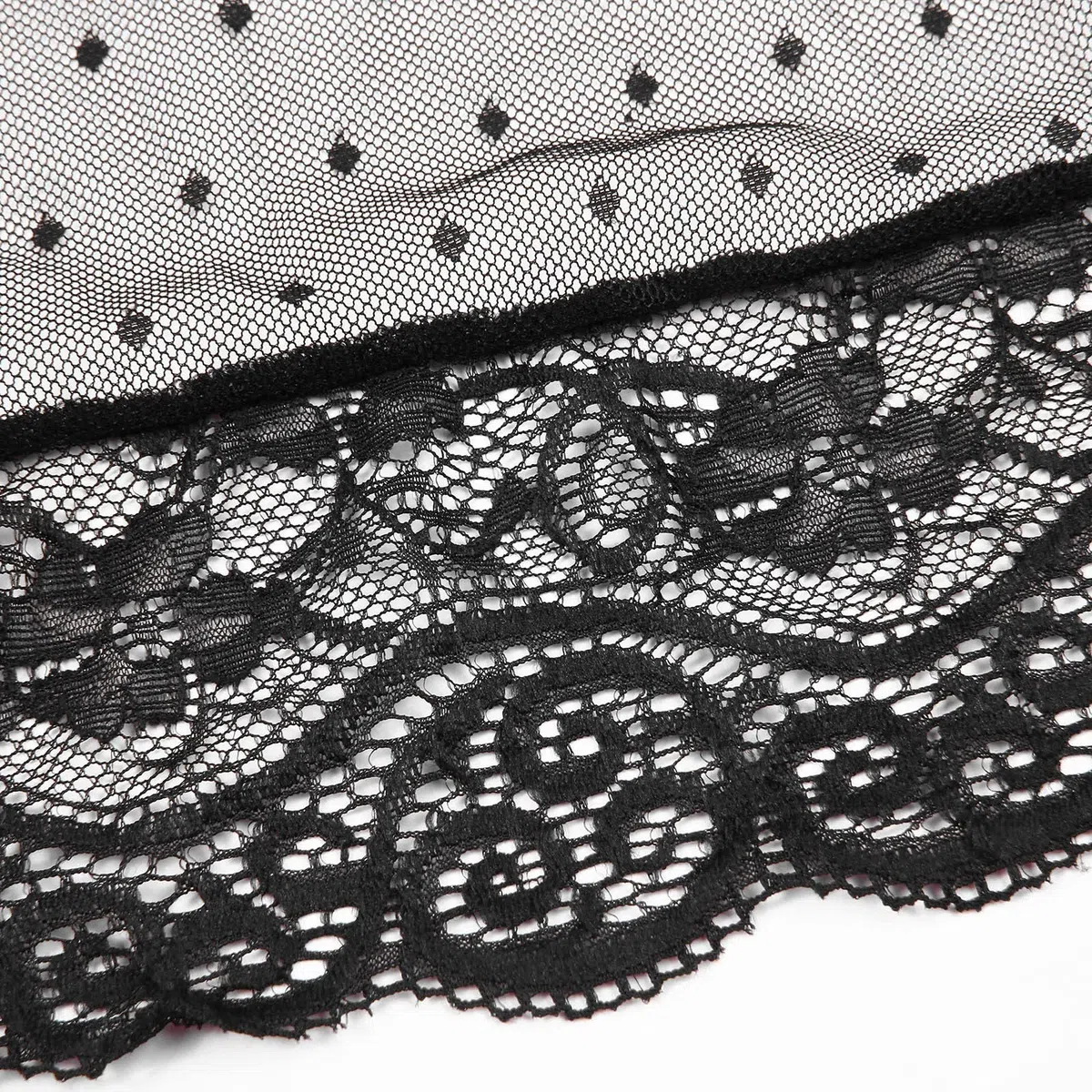 Nuisette sexy pour femme - Dentelle transparente - Fine - En maille fine - Avec string - Bretelles spaghetti - Lingerie érotique transparente - Chemise de nuit sexy pour le sexe (noir)