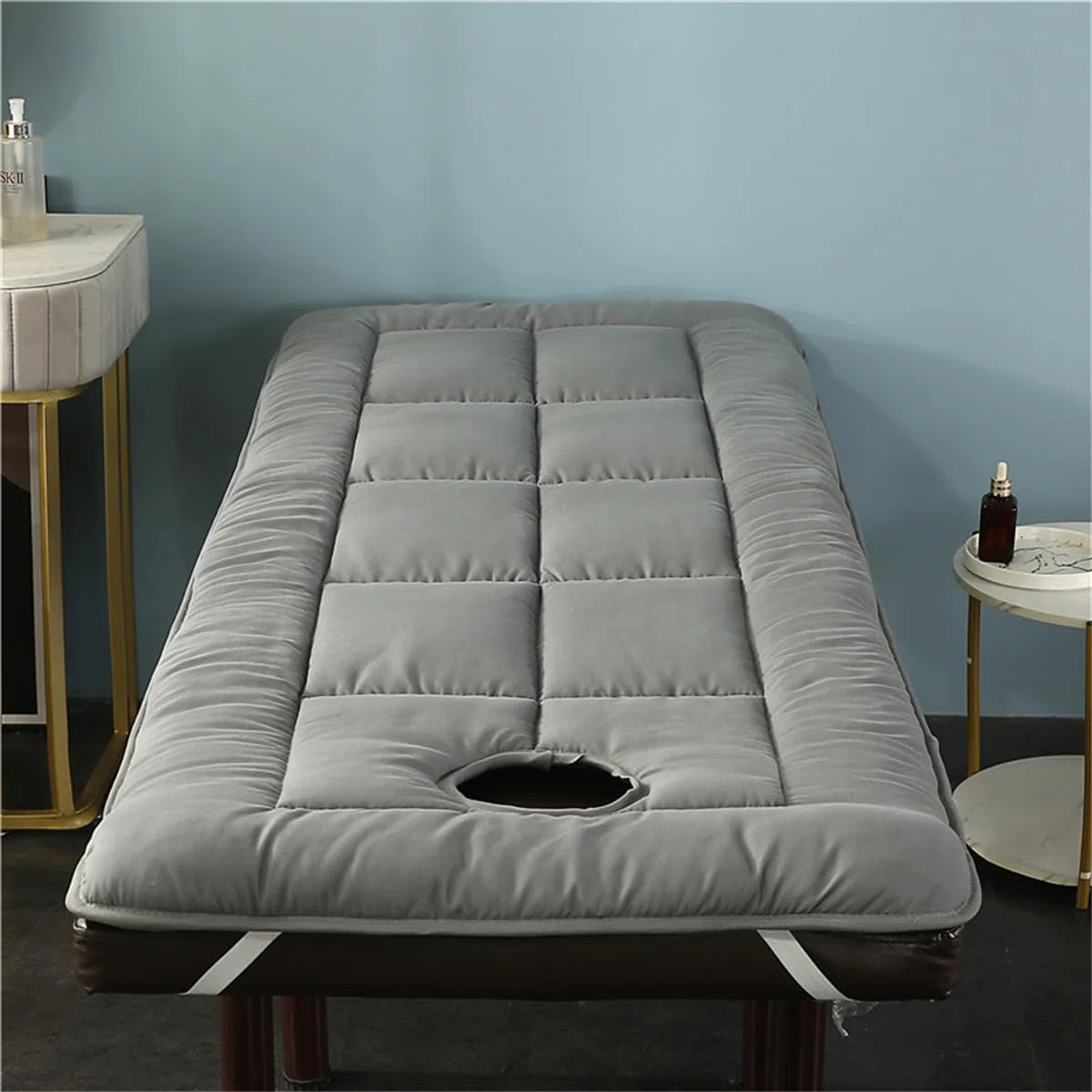 Matelas De Lit De Beauté Avec Trou Pour Le Visage Pliable Doux Conforts Matelas Salon De Beauté à TêTe CarréE Pour Spa Hotel Beauty Table De Massage Lit De Massage Bed Covers (Gris,80x190cm)