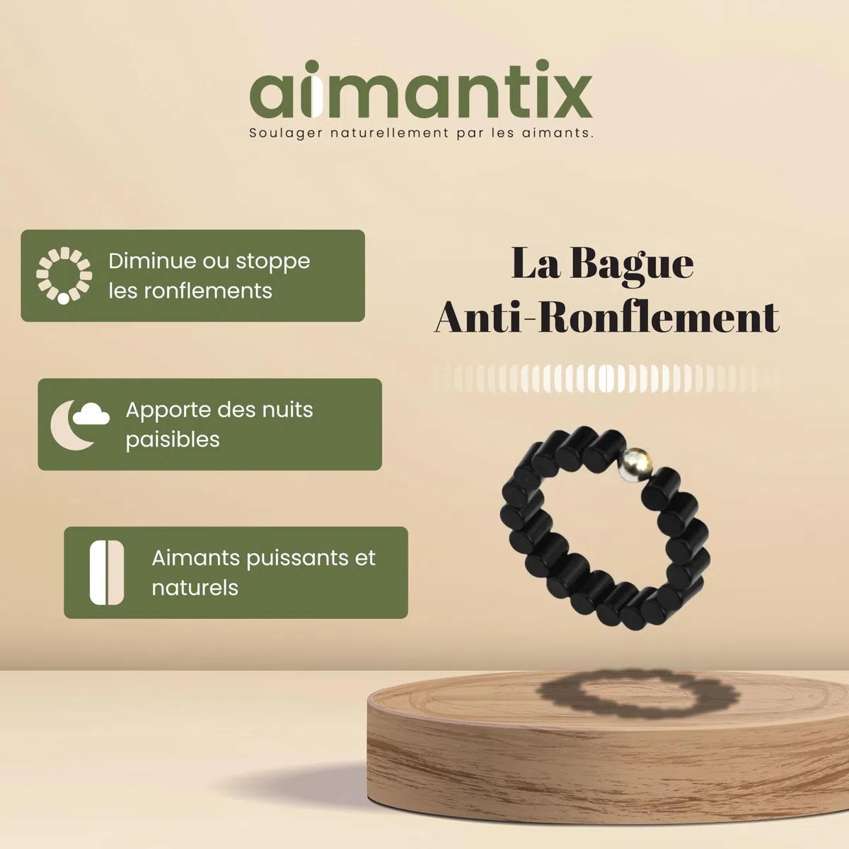 LA Bague Anti-Ronflement - LA Seule Ajustable - Solution Efficace pour Réduire ou Arrêter Les Ronflements - Solution 100% Naturelle - Modèle Déposé