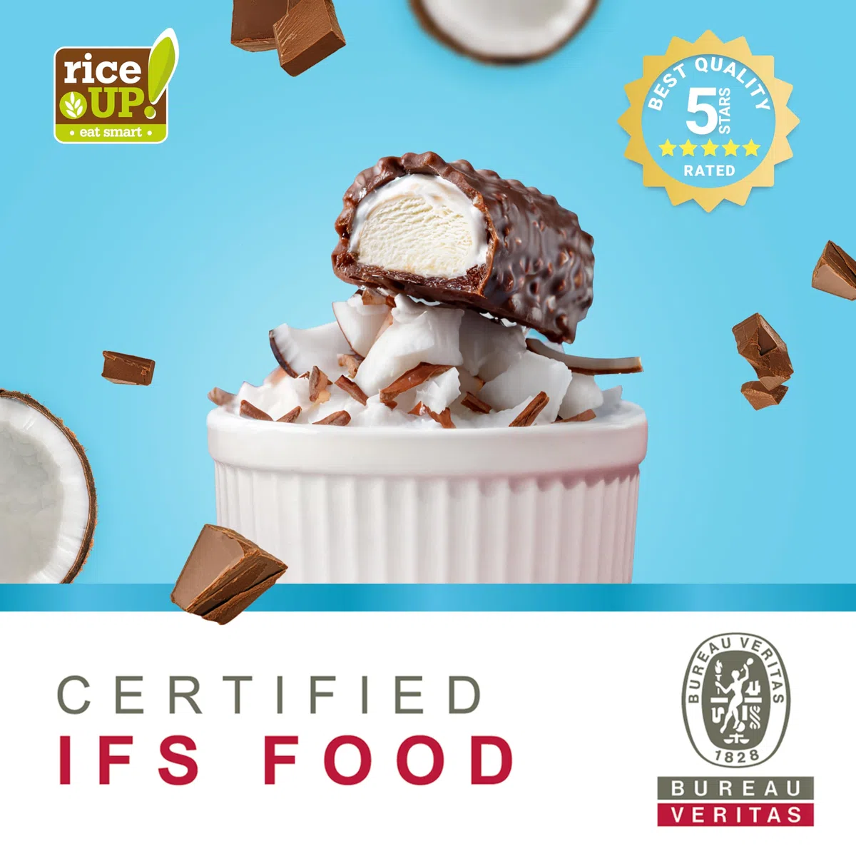 RiceUP! Barre Protéinée Noix de Coco au Collagène – 30% Protéines, 6000 mg Collagène Type I & III, Sans Sucre Ajouté, Moins de 215 kcal – Snack Protéiné 12 x 42 g