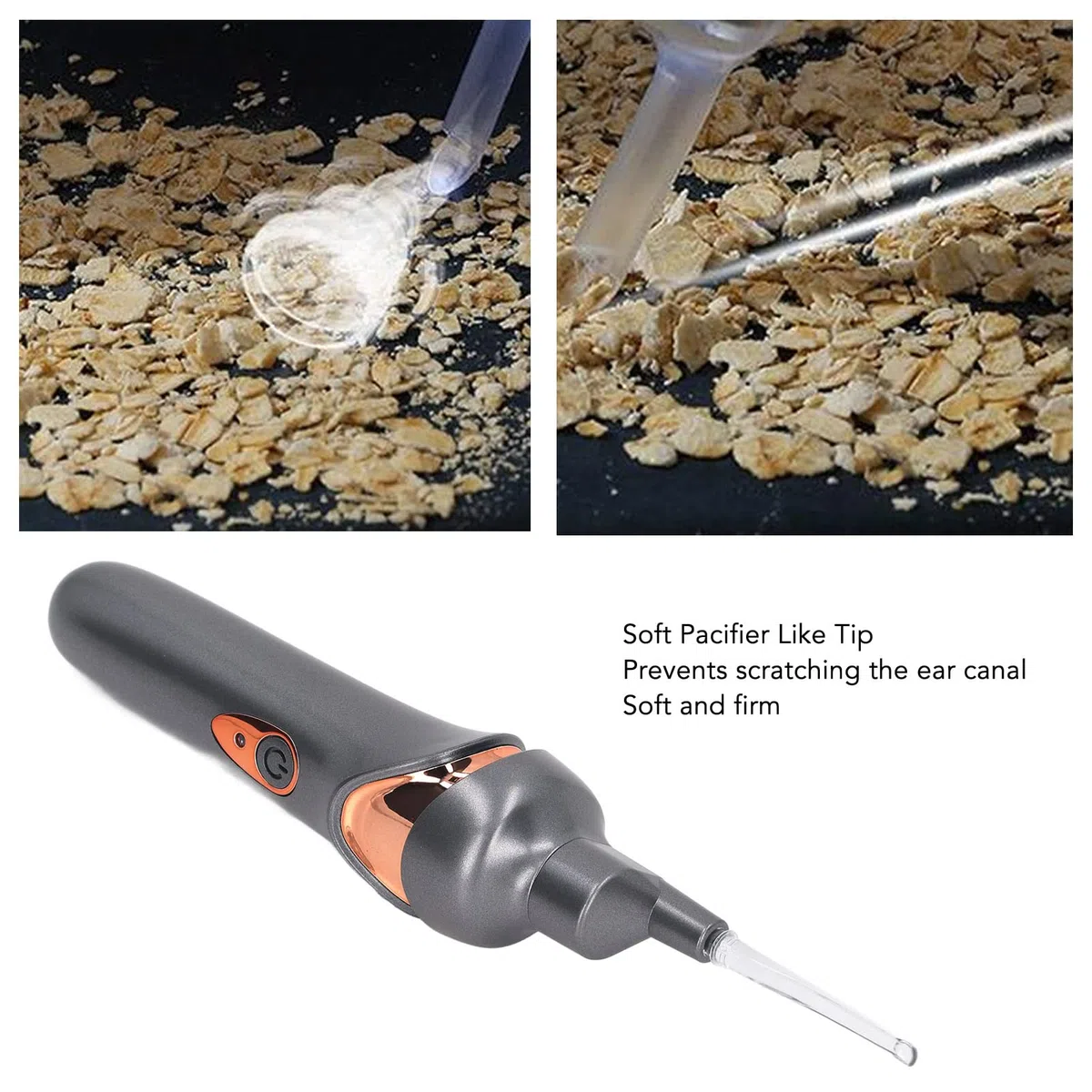Aspirateur D'oreille électrique avec Lumière LED, Outil de Chargement de la Cire D'oreille, Outil de Déchargement de la Cire D'oreille, Aspirateur D'oreille, Kit D'élimination du (Noir)