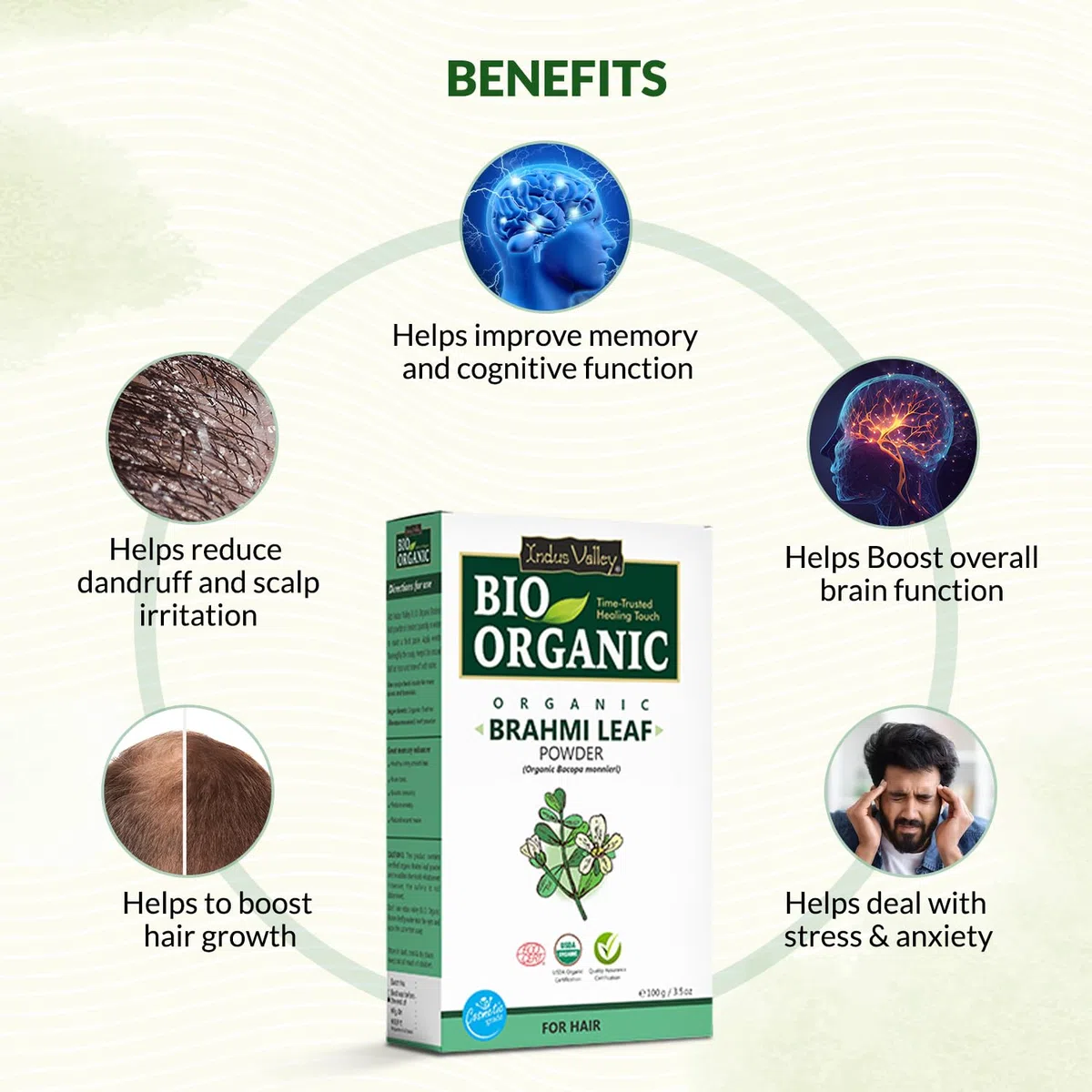 Indus Valley Bio Organic Brahmi Herbs Powder for Hair Nourishment (Bacopa monnieri)- Natural & 100% Pure