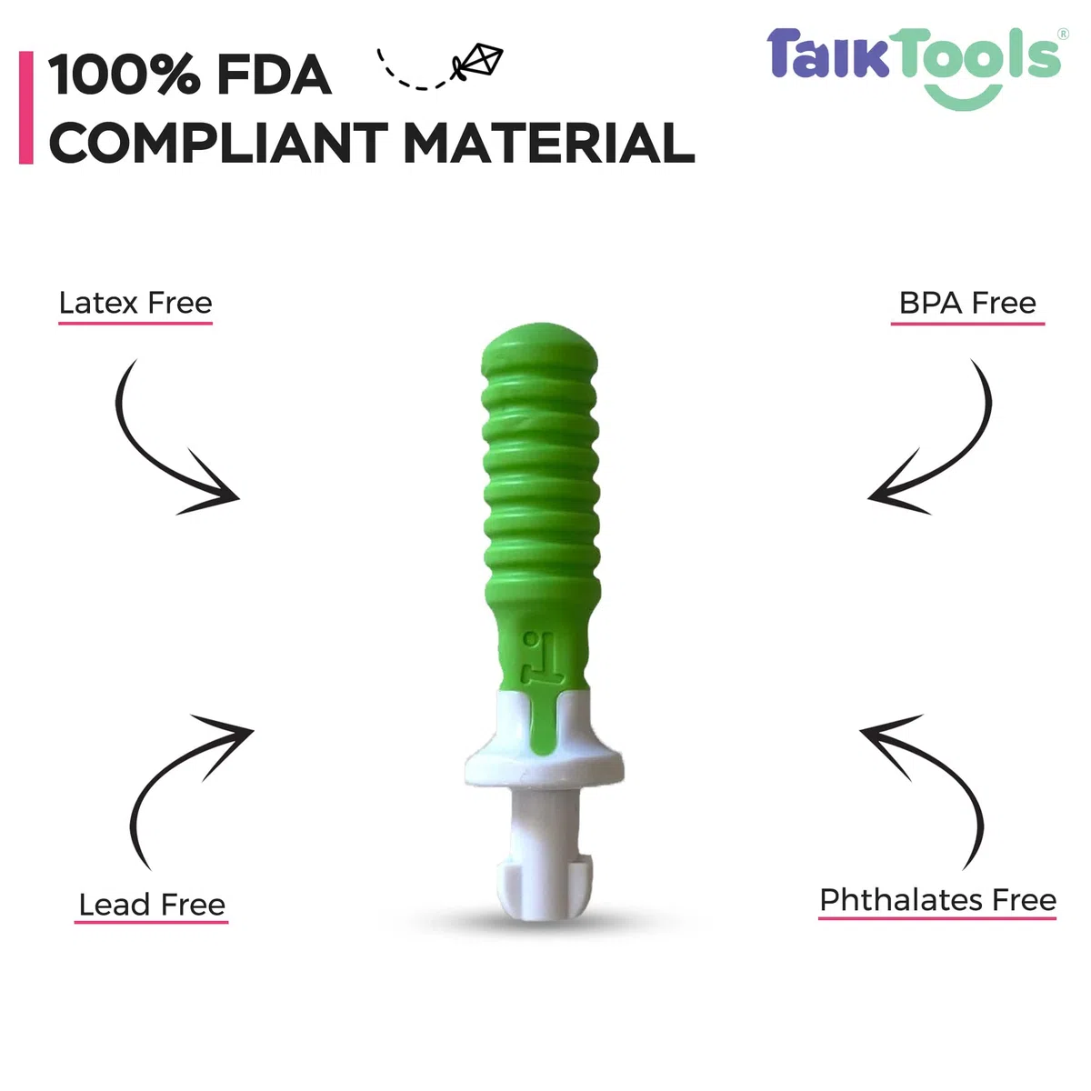 TalkTools Sensi Tip - Pour enfants autistes, TDAH, orthophonie - Améliore la morsure, la mastication et la force de la mâchoire - Passe au lave-vaisselle (vert, 1 pièce)