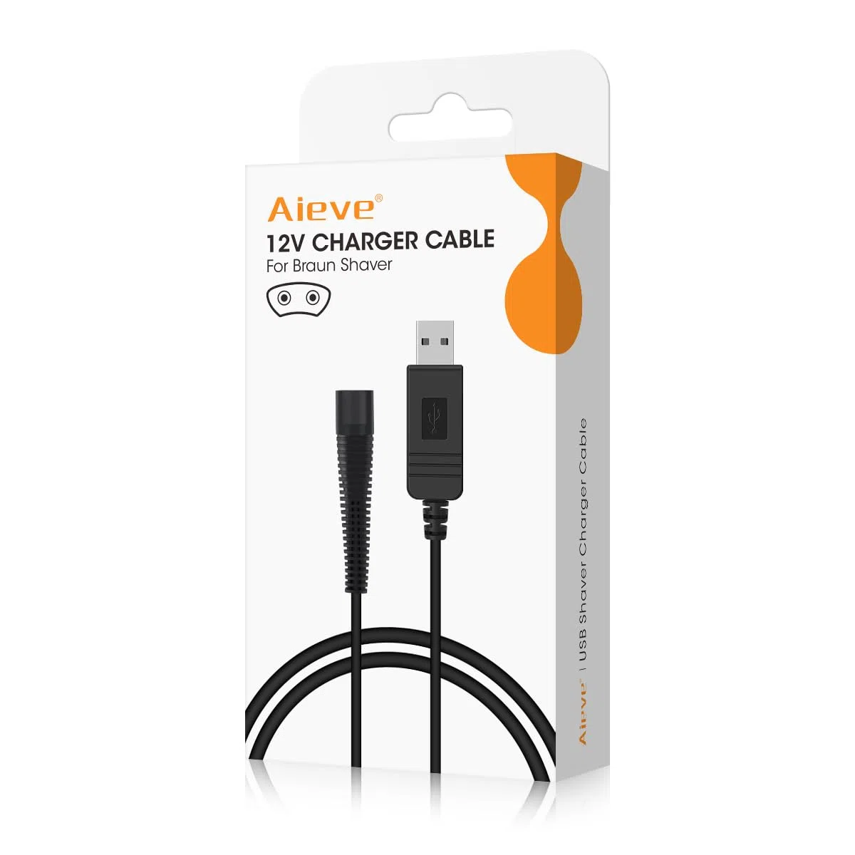 AIEVE Chargeur pour rasoir Braun, câble d'alimentation USB 12 V pour tondeuse Braun série 3, série 7, série 9, série 1, 3020S, 3080S, 760CC, 790CC, 340s, 190s, 5190cc, 5210, 9095cc
