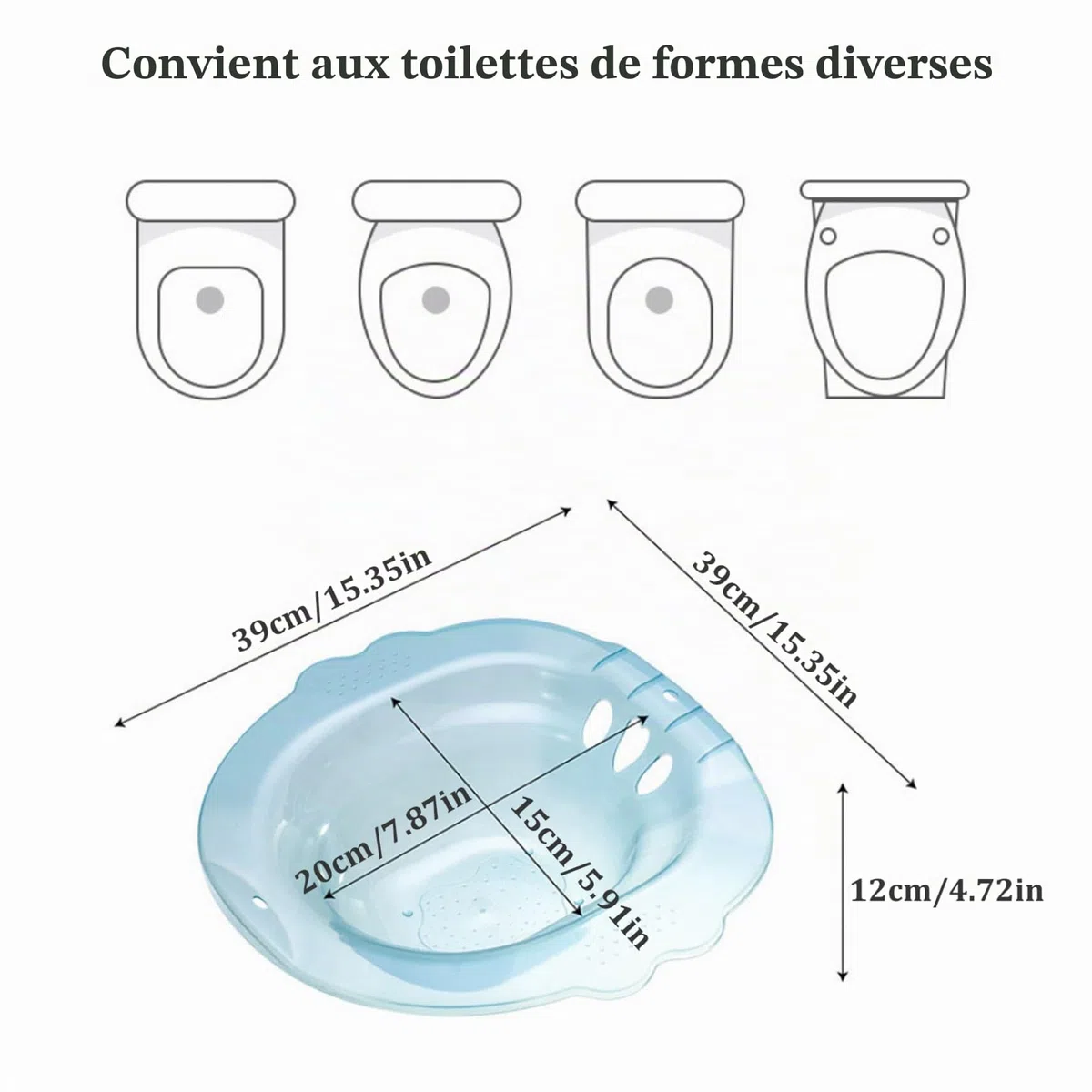 Baignoire de Sitz Portable sur Les Toilettes bassin de Bain Sitz avec Chasseur pour la Grossesse et récupération Post-Partum, hémorroïdes, Accessoire bidet