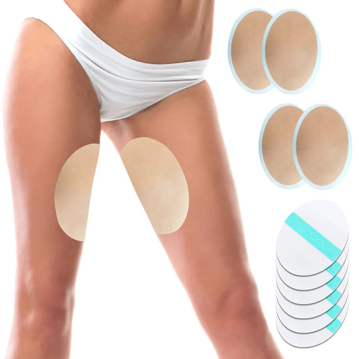 Lot de 12 Autocollants Anti-frottements pour l'intérieur de la Cuisse, Autocollants jetables résistants à l'usure, Patchs Transparents Ultra Fins et Invisibles
