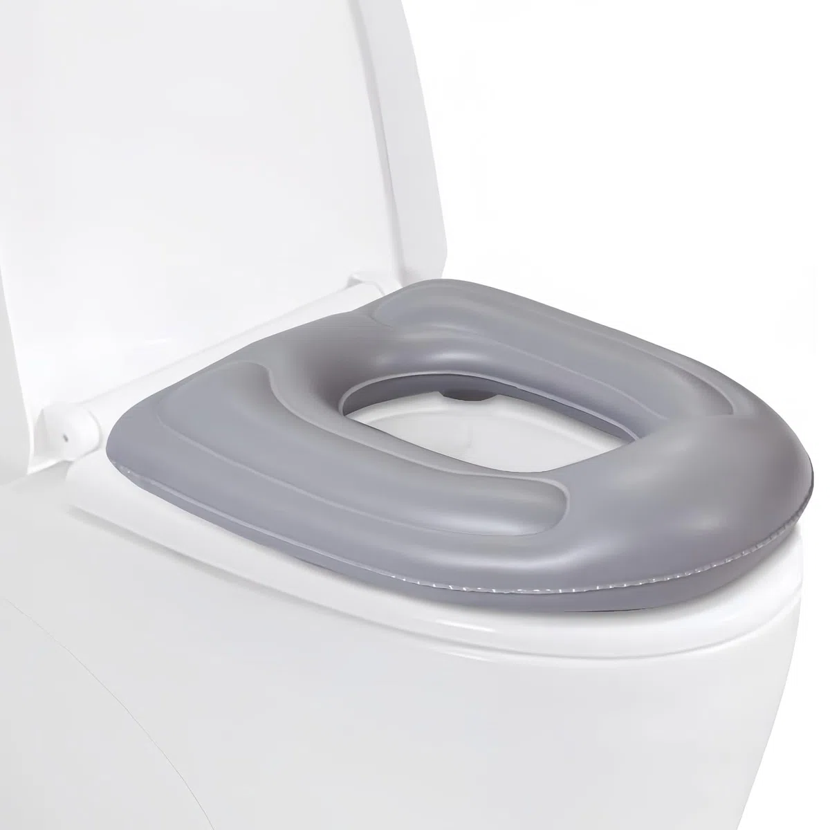 Coussin de Siège de Toilette Gonflable en PVC avec Ventouse, Réglable en Hauteur, Étanche et Confortable, Housse WC pour Adulte, Soulagement du Coccyx, Idéal Voyage et Convalescence