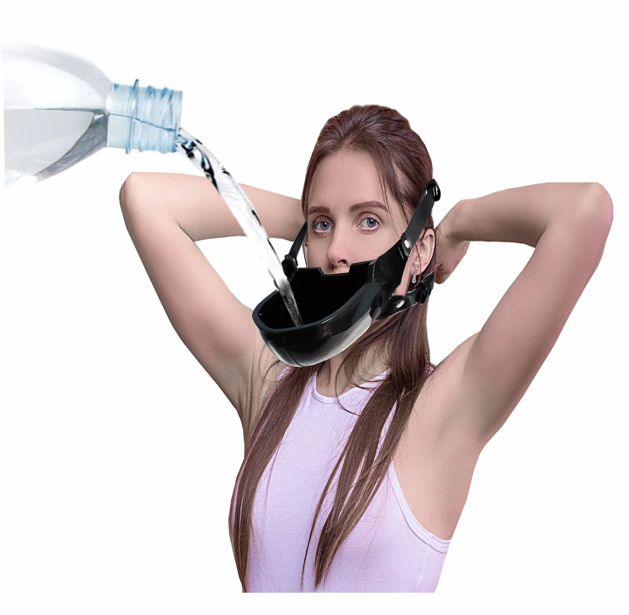 Bouche de femme gag extrême femme Noir Sling Bondage pipi entonnoir couverture sports aquatiques toilettes sexy cravate Bâillons bouche ouverte couple