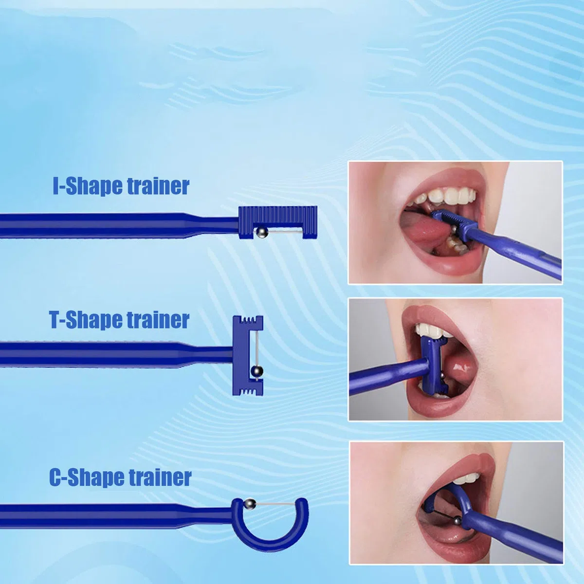3 pièces outil d'exercice de pointe de langue latéralisation de pointe de langue levage ensemble d'entraînement musculaire oral pour les enfants et les adultes