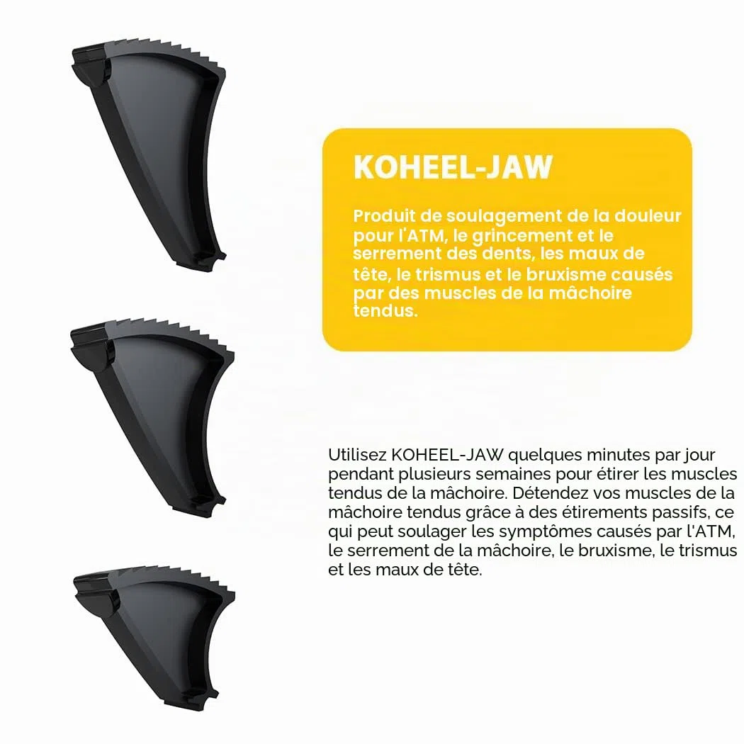 KOHEEL Dispositif Médical pour ATM - Traitement des Douleurs Mandibulaires, Bruxisme, Trismus et Céphalées - Stretching Passif pour Détendre les Muscles de la Mâchoire (Lot de 3)
