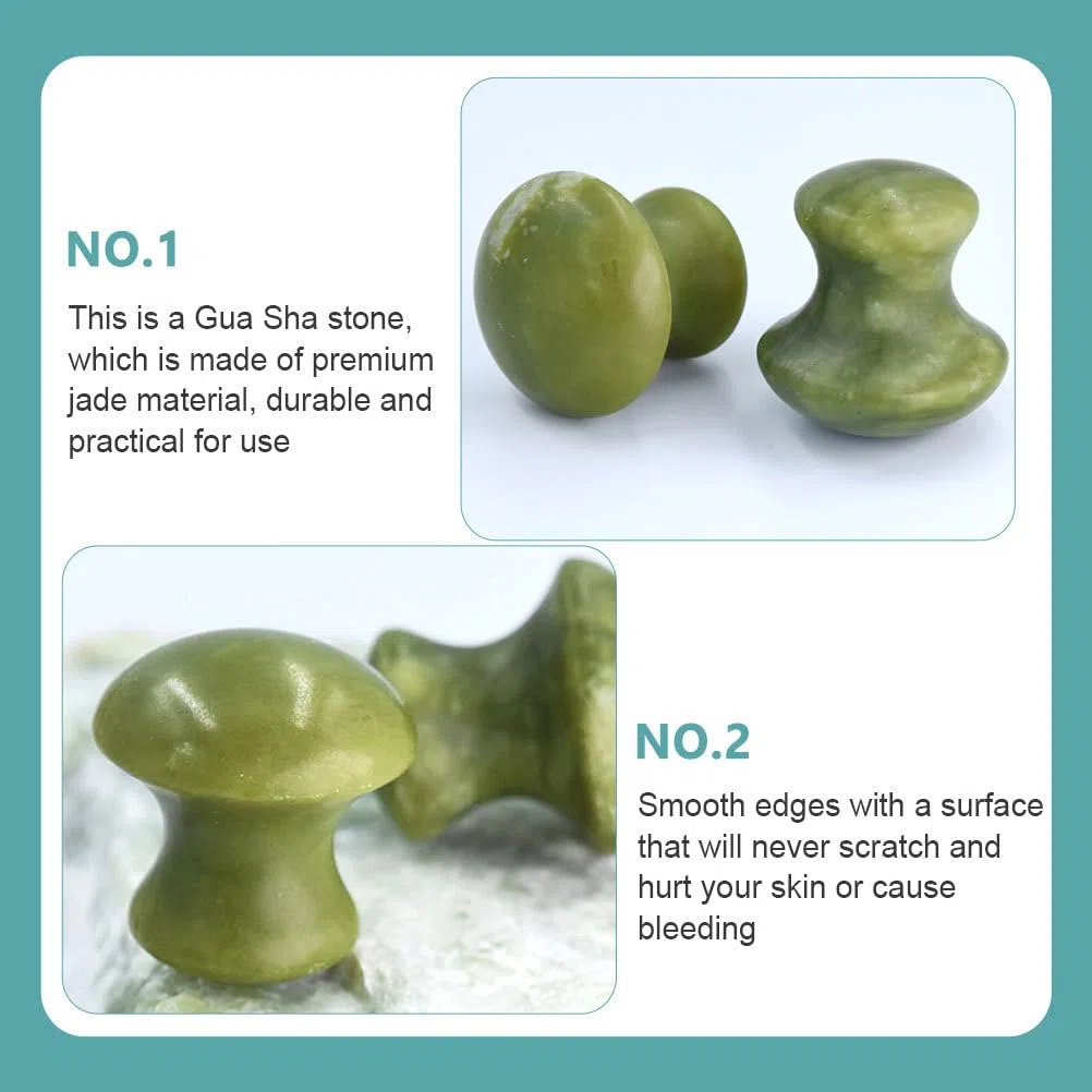 2pcs Gua Sha Tools Quartz Champignon Visage Massager Health Jade Jade Stones Champignon Retirez Les Rides Massager pour Femmes Accueil Spa rose
