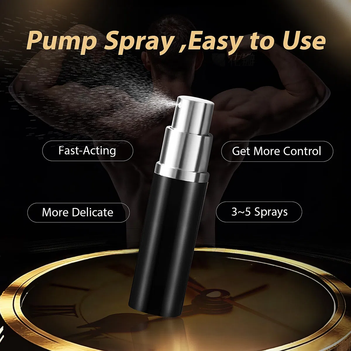 huile de massage retardatrice pour hommes Spray retardateur pour hommes, améliore la sensibilité masculine et prolonge l'endurance au lit - 0,17 fl oz