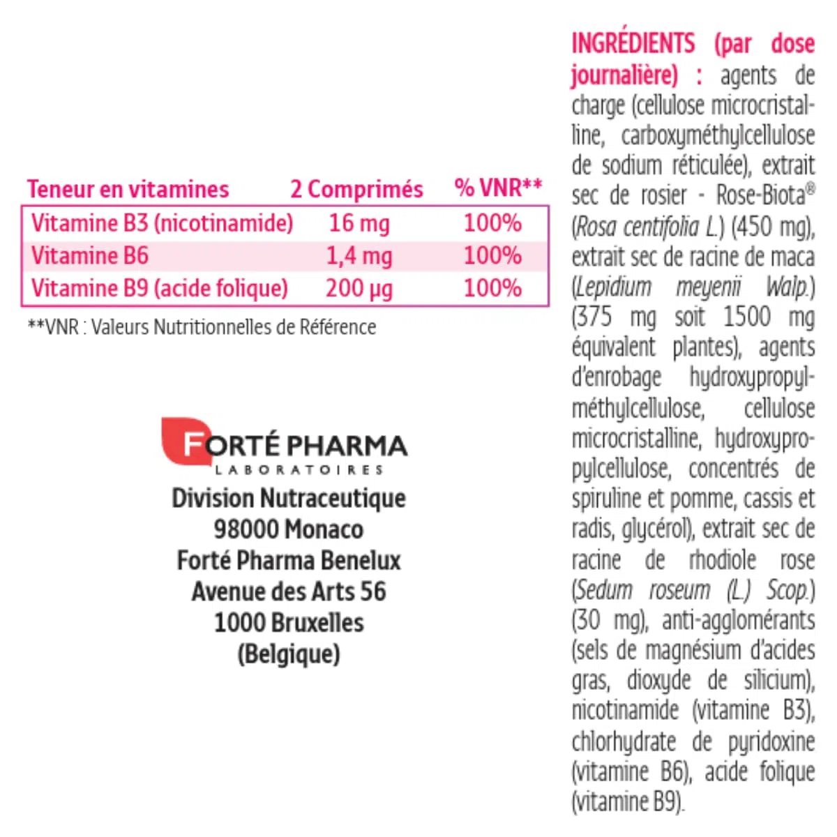 Forté Pharma - Feminae Désir & Libido - Bien etre femme, Libido femme, Fatigue, Régulation hormonale - MACA, Rose biota, Rhodiola, Vitamines - 28 comprimés, 2/jour