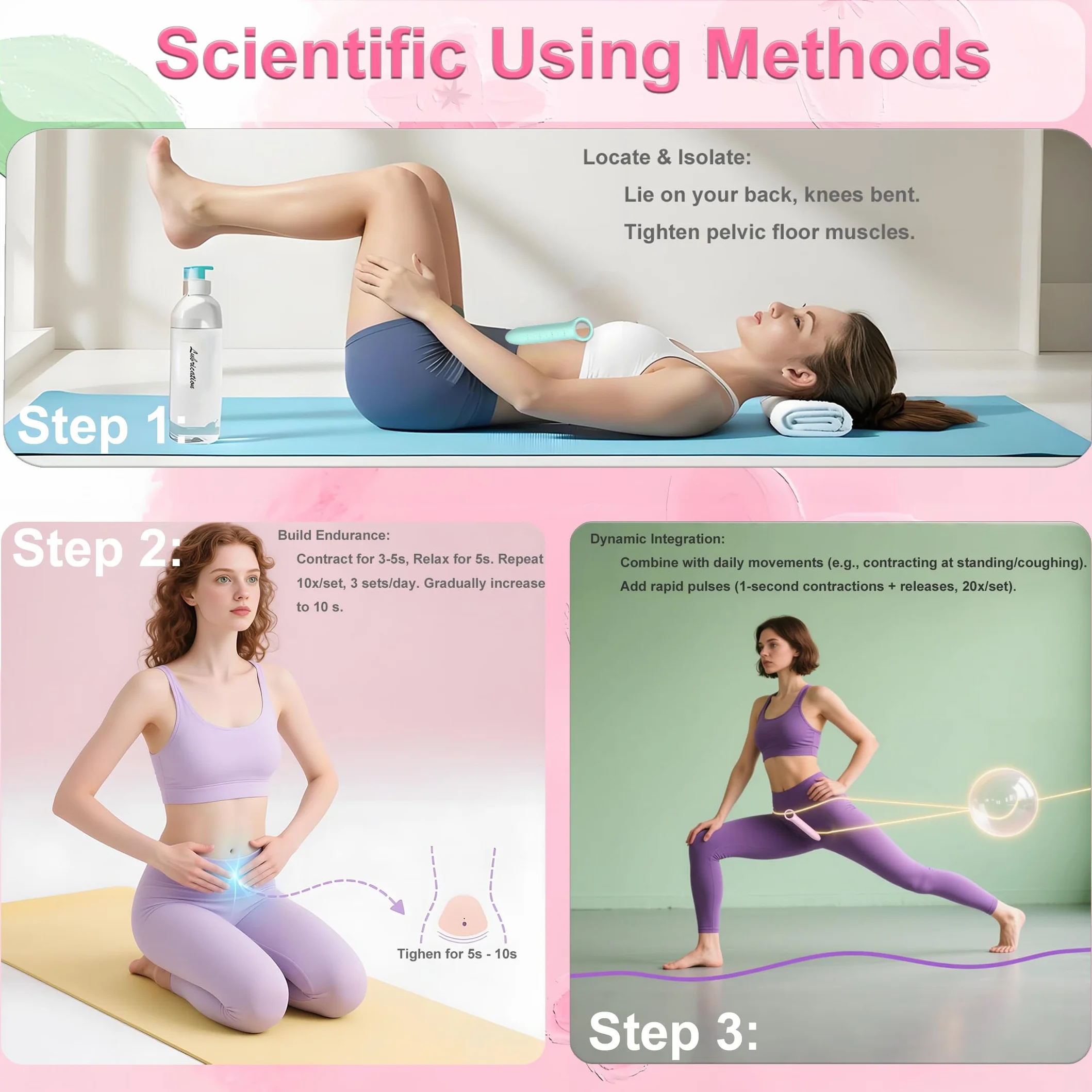 Dilatateur Vaginal Post-Partum - Exercices de Kegel Progressifs - Silicone Rééducateur Pelvien pour Renforcement Musculaire Vagina - 5 Pièces Exerciceur Pelvien - Echelle et Pull-tab Design (Colorée)
