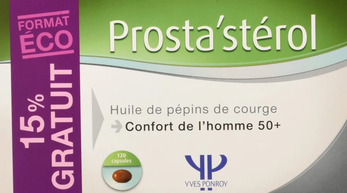 Yves Ponroy Prosta’stérol – complément alimentaire Homme - prostate et confort urinaire – huile de pépin de courge titrée en phytostérol, zinc, pollen – Yves Ponroy 120 capsules