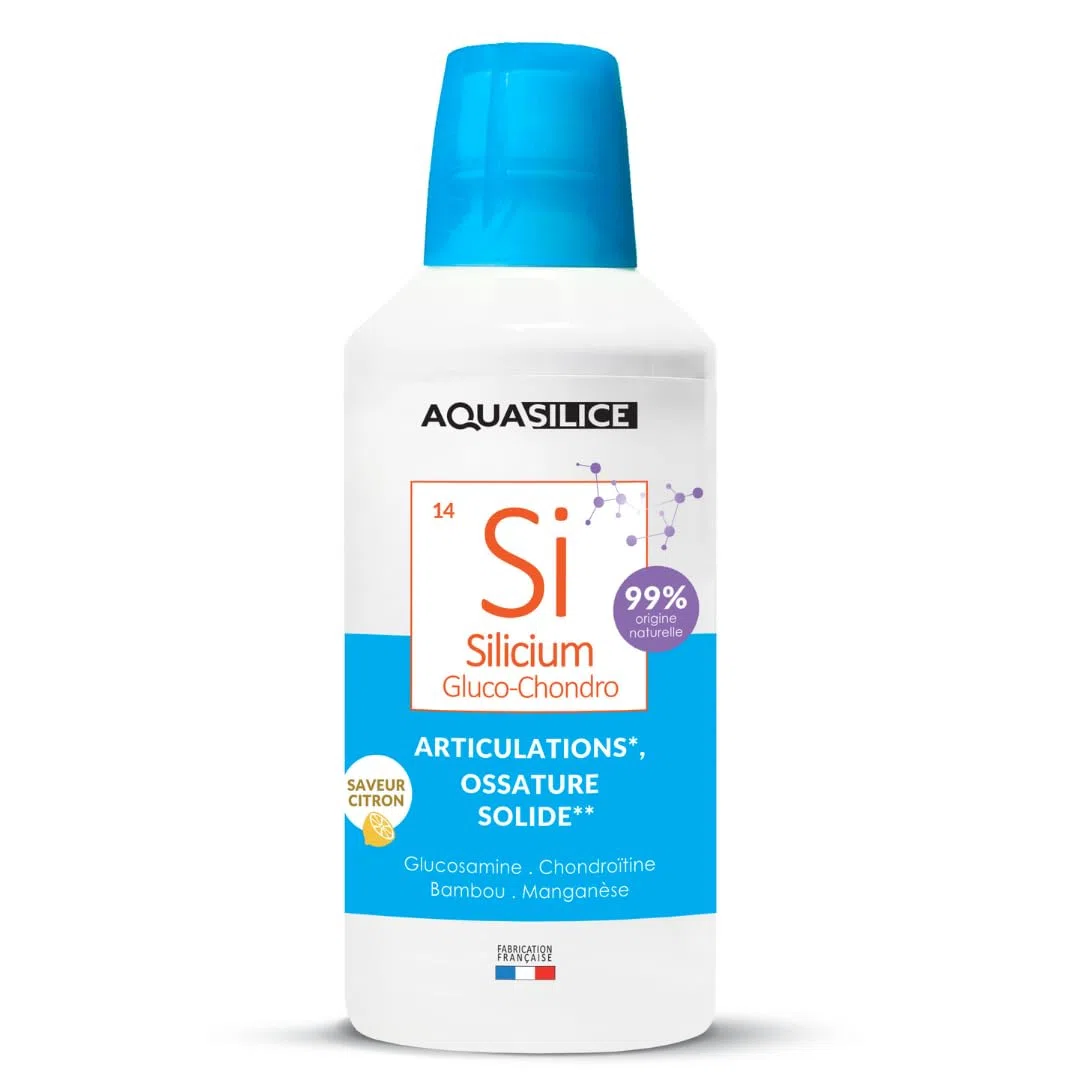 Silicium Glucosamine Chondroïtine - Solution buvable 1L - Enrichi en Bambou & Manganèse - Nettoyage de l'Organisme - Maintien d'une Ossature Solide - Fabriqué en France - Aquasilice