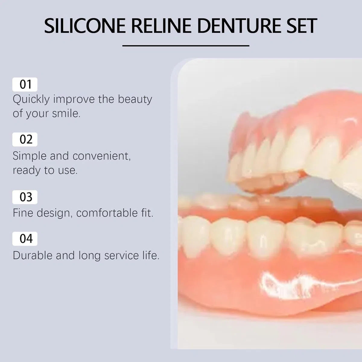 Dentaire Silicone, Prothèse Dentaire Silicone Bikenda Pour Hommes Et Femmes (1 Appareil Dentaire Supérieur + 1 Appareil Dentaire Inférieur）