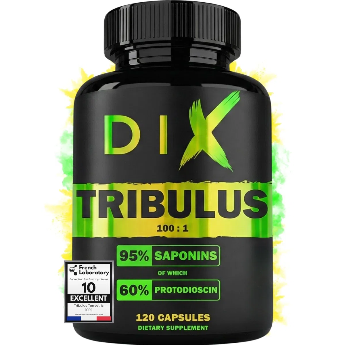 TRIBULUS TERRESTRIS ✗ Haute concentration 100:1 ✗ Performance sportive ✗ 95% Sapionins ✗ 60% Protodioscin ✗ Testé certifié ✗ Sans Mycotoxine ✗ Haute teneur en actifs ✗ Société Française ✗
